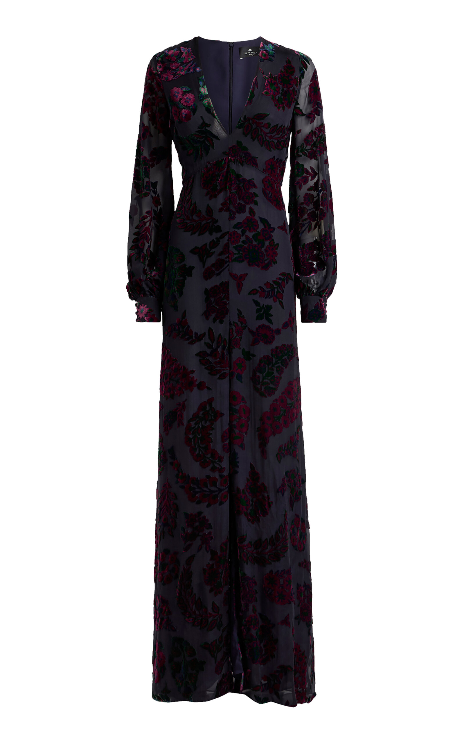 Etro Velvet Burnout Maxi Dress In Multi