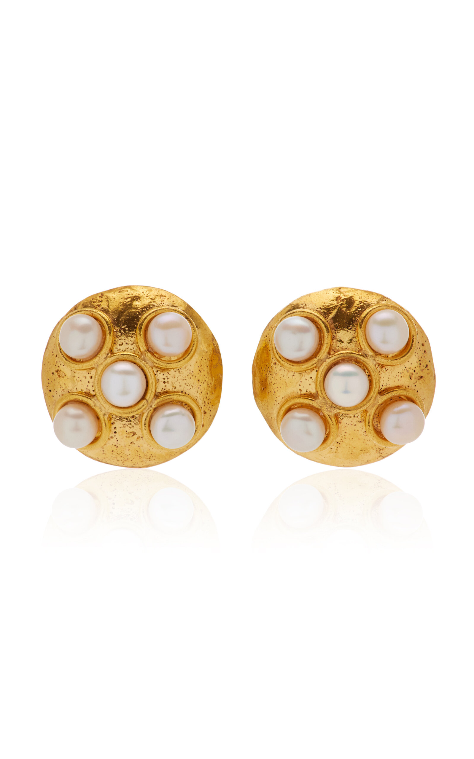 Theodora 22K Gold-Plated Pearl Earrings