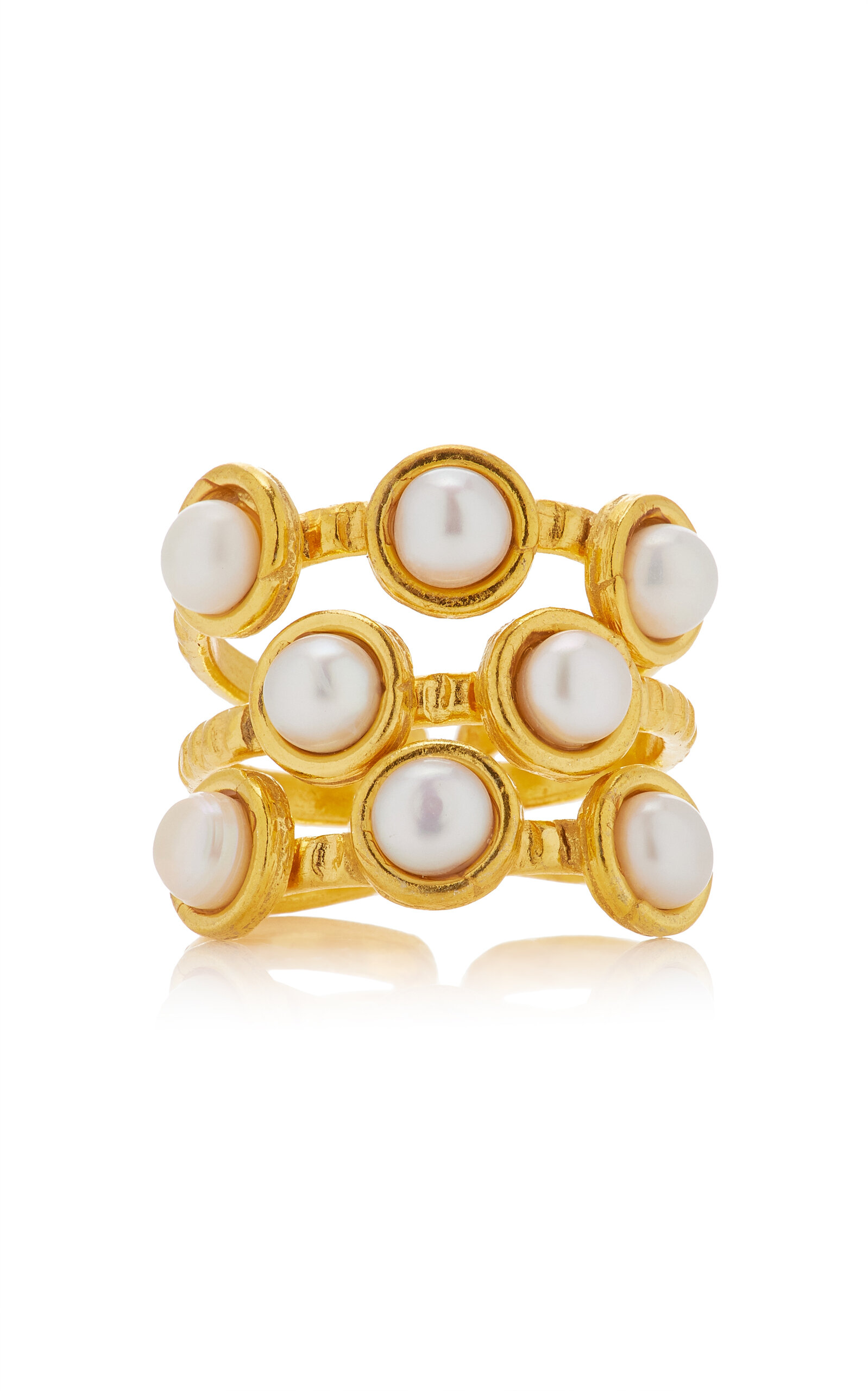 Sylvia Toledano Thalita 22k Gold-plated Pearl Ring In Gold