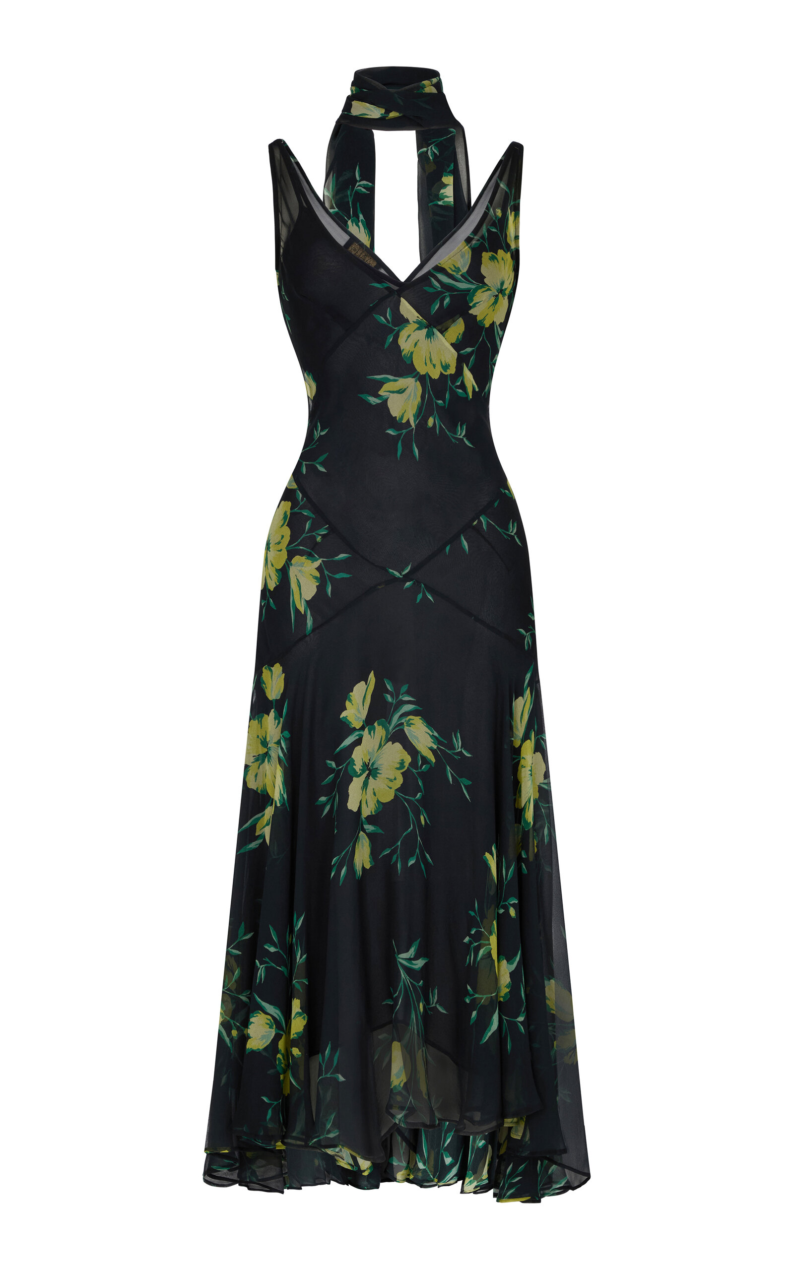 Mistica Silk-Chiffon Midi Dress