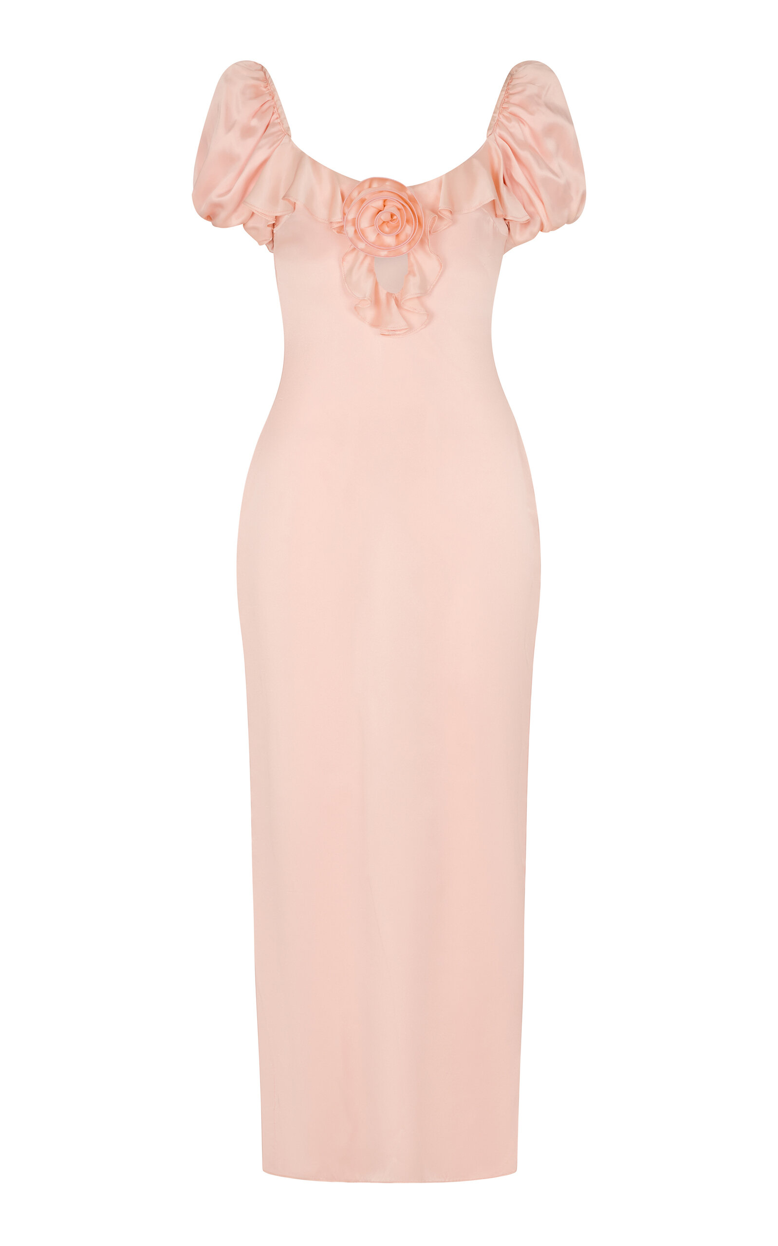 Eden Ruffled Satin Maxi Dress