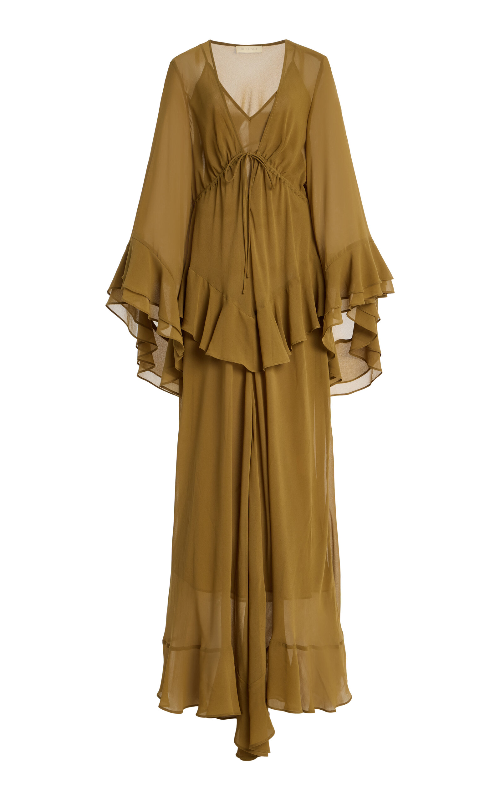 De La Vali Calypso Ruffled Georgette Maxi Dress