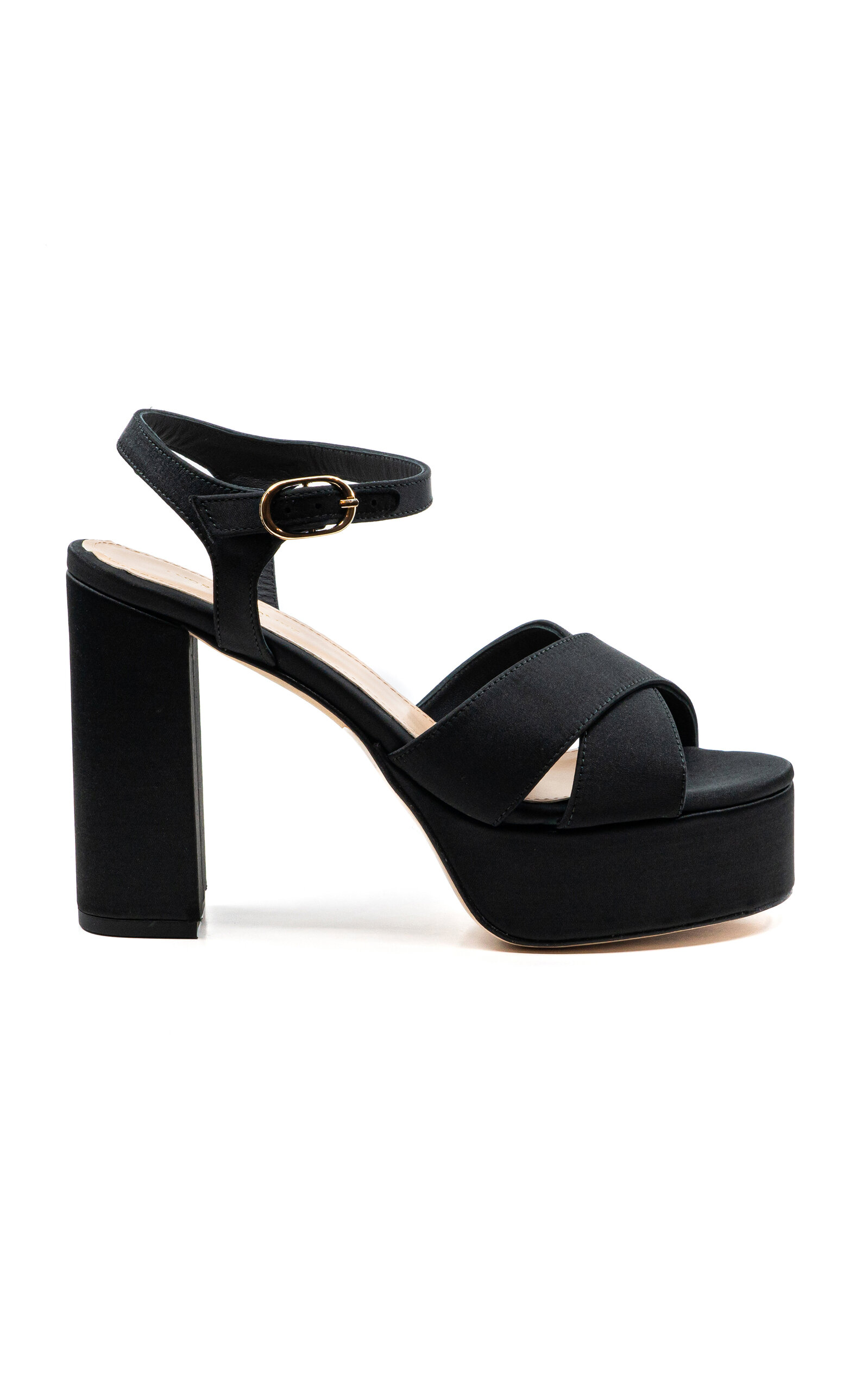 Andrea Gomez Bella Satin Platform Sandals