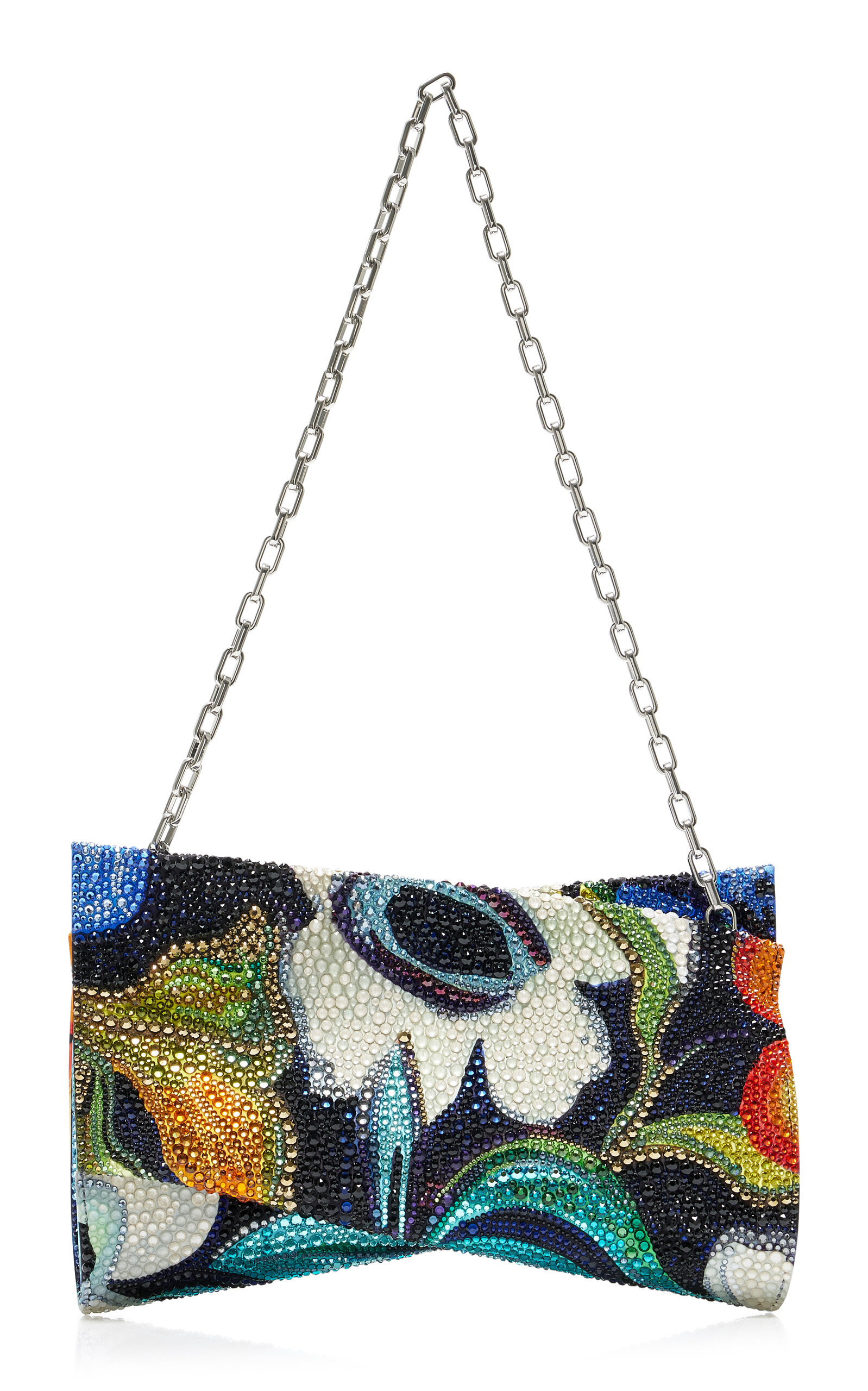 Loubitwist Small Crystal-Embellished Satin Clutch