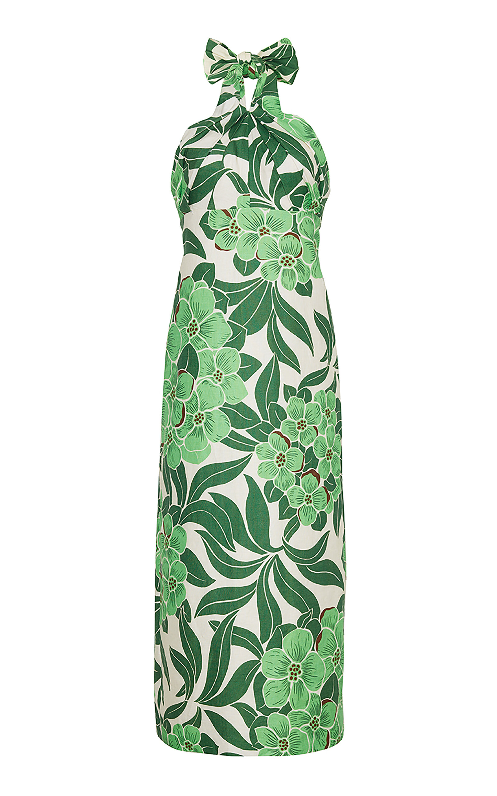 Cara Cara Perla Linen Halter Midi Dress In Green