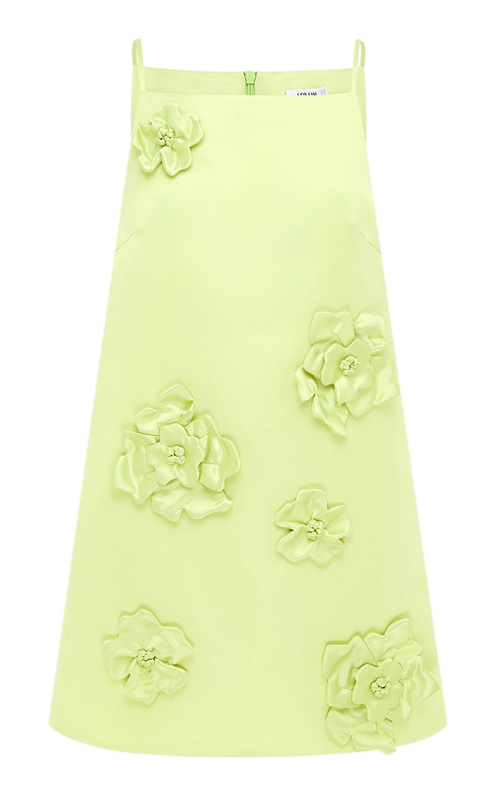 Leo Lin Leia Floral-appliquã©d Crepe Mini Dress In Lime Green