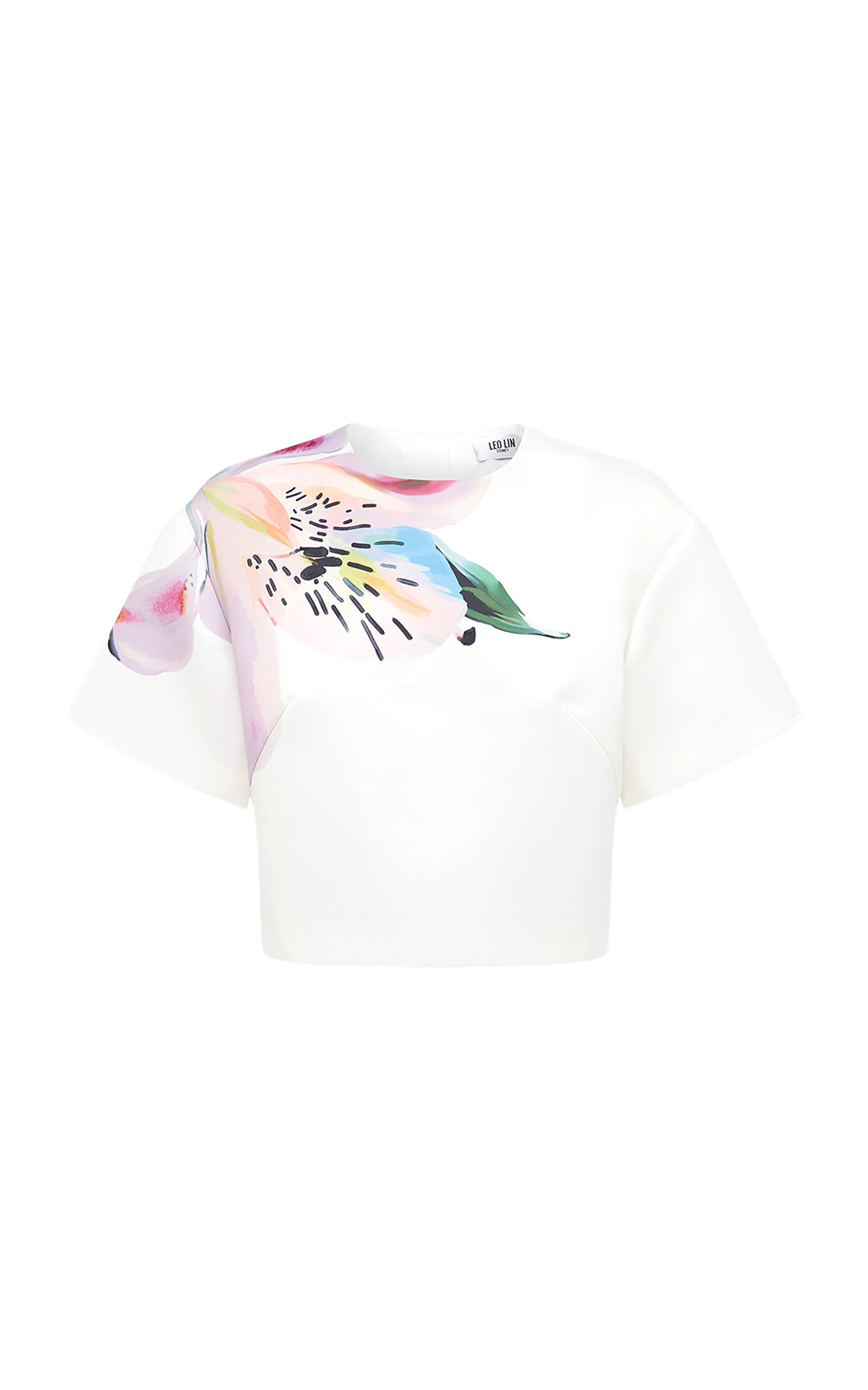 Leo Lin Indie Cropped Crepe T-Shirt - White