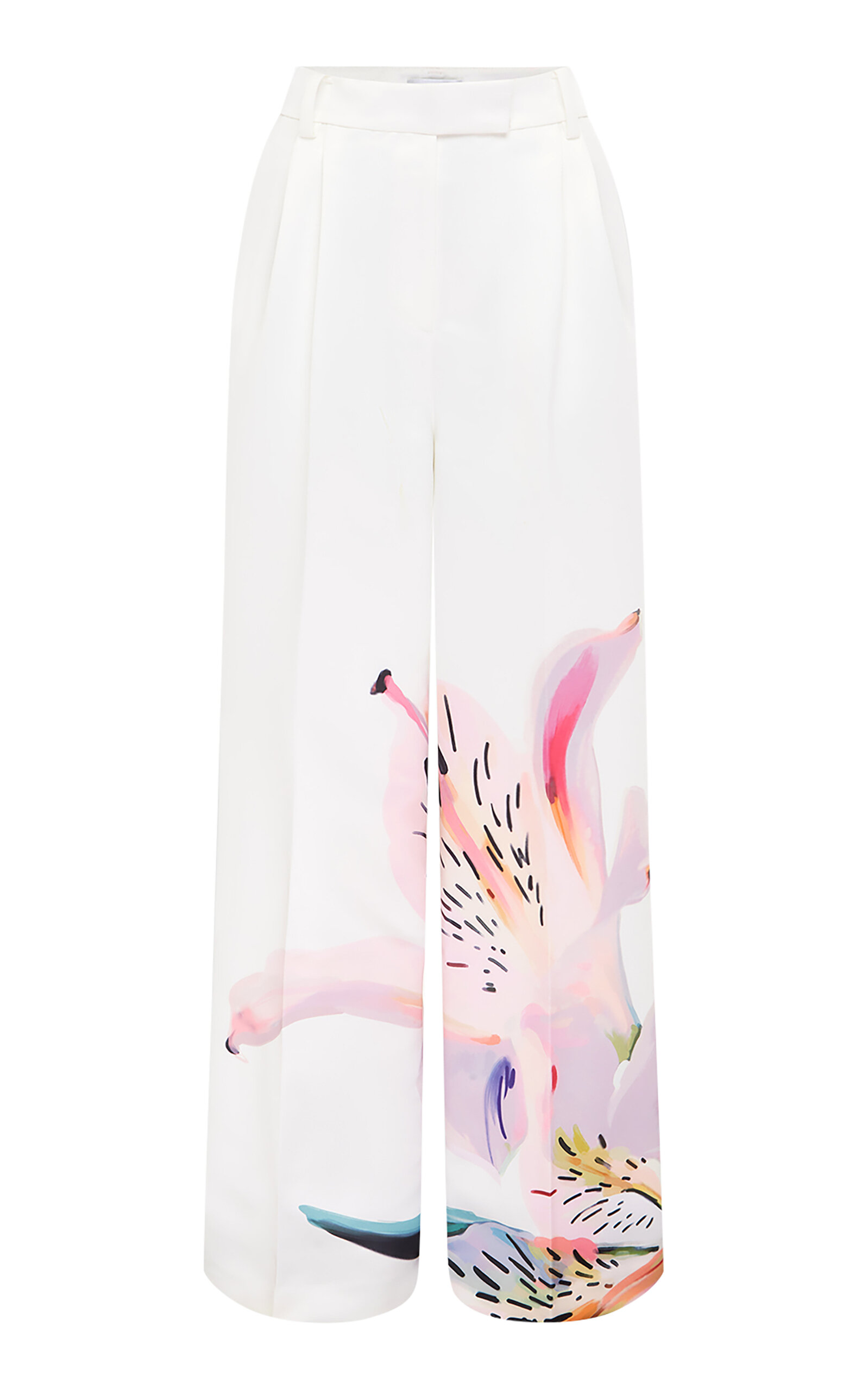 Elisha Printed Crepe Wide-Leg Pants