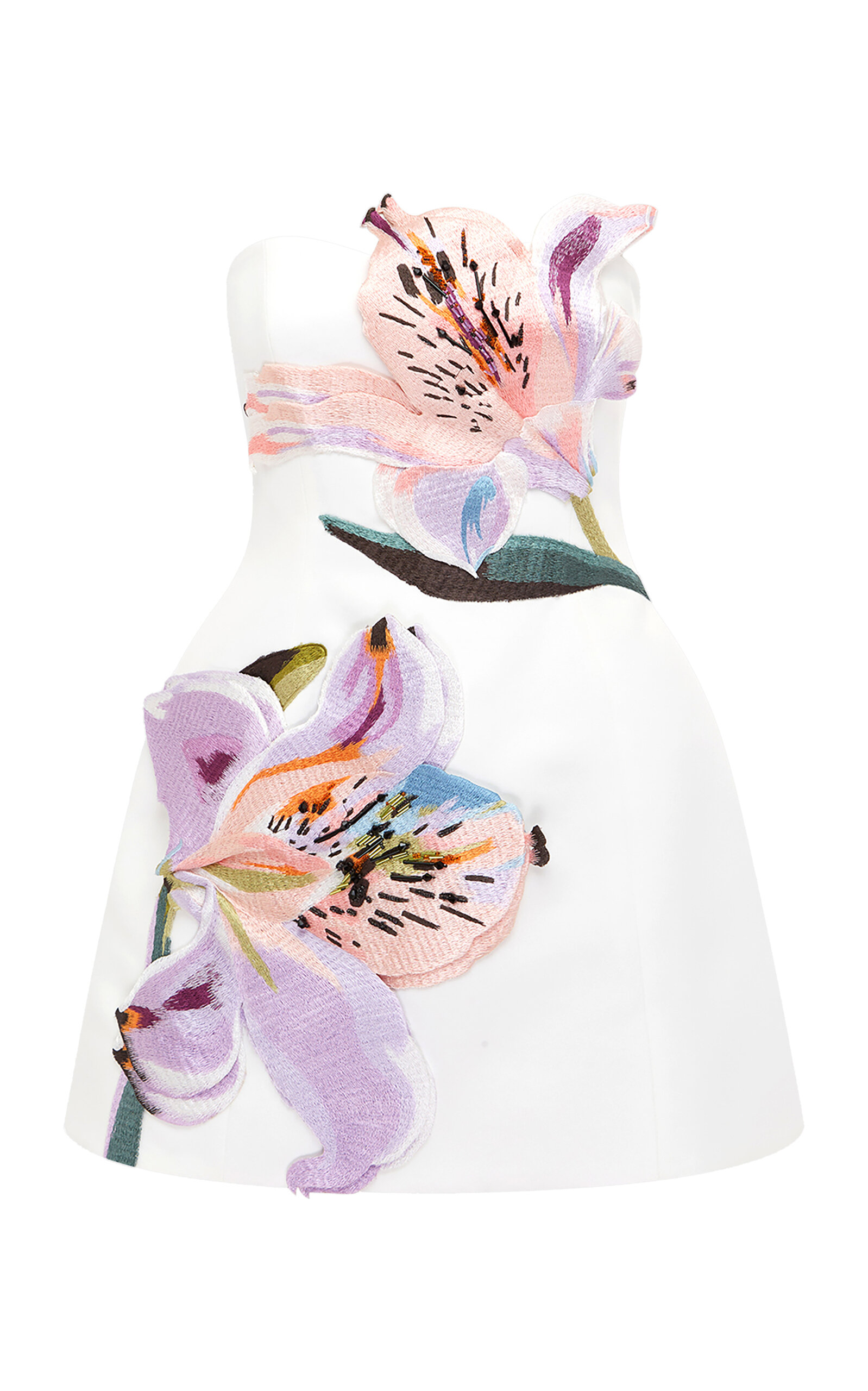 Leo Lin Rosario Floral-Appliquéd Crepe Mini Dress