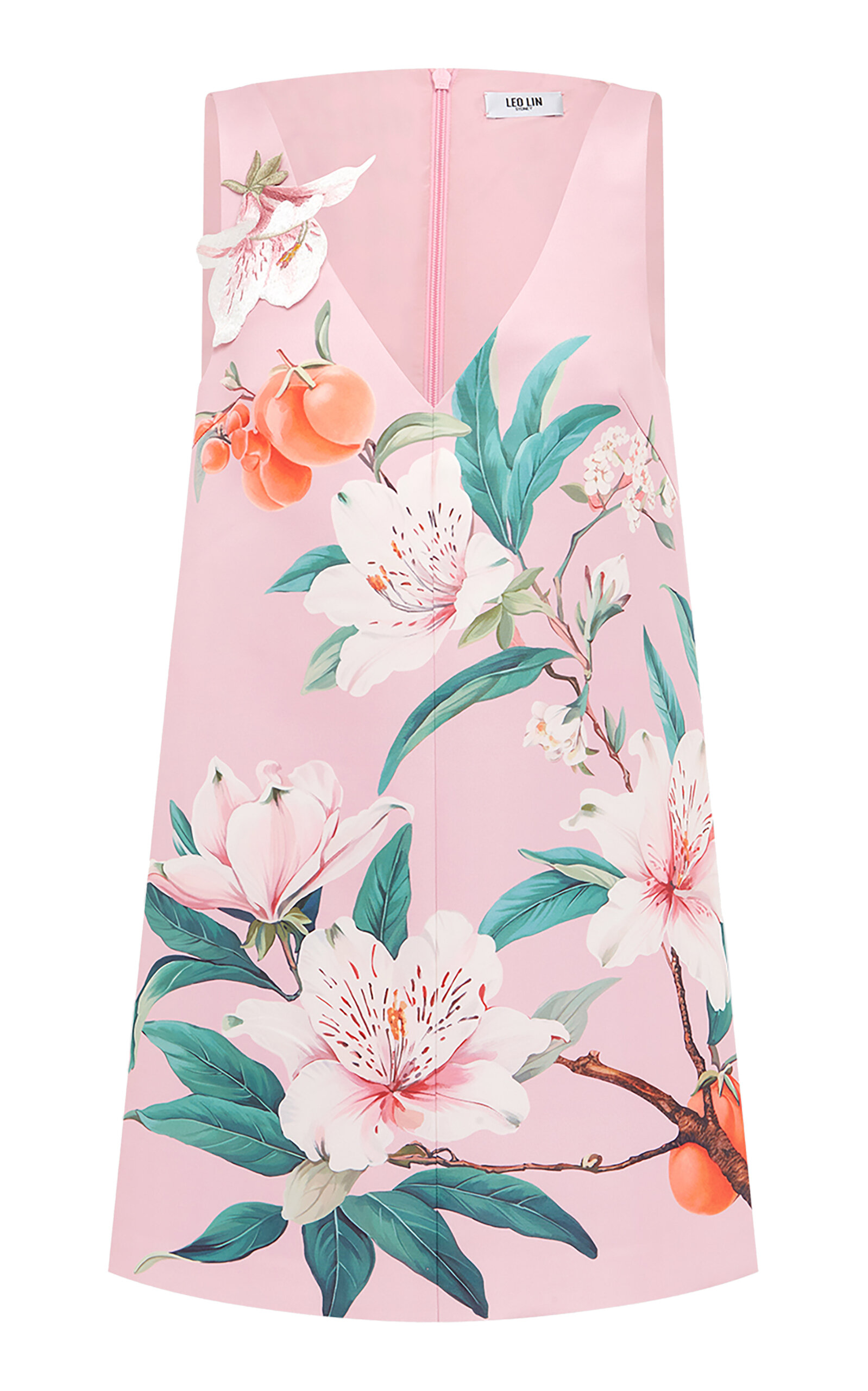 leo lin floral-appliqud crepe mini dress LEO LIN Chloe Floral-appliqud Crepe Mini Dress in White