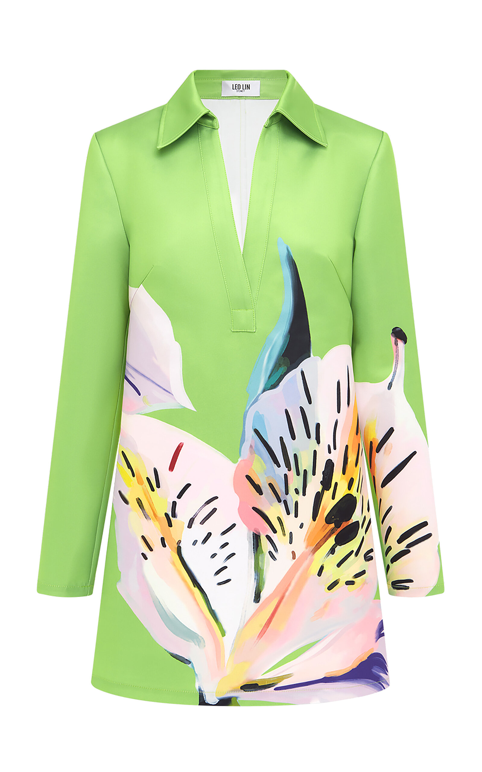 Leo Lin Acacia Crepe Mini Polo Dress - Green