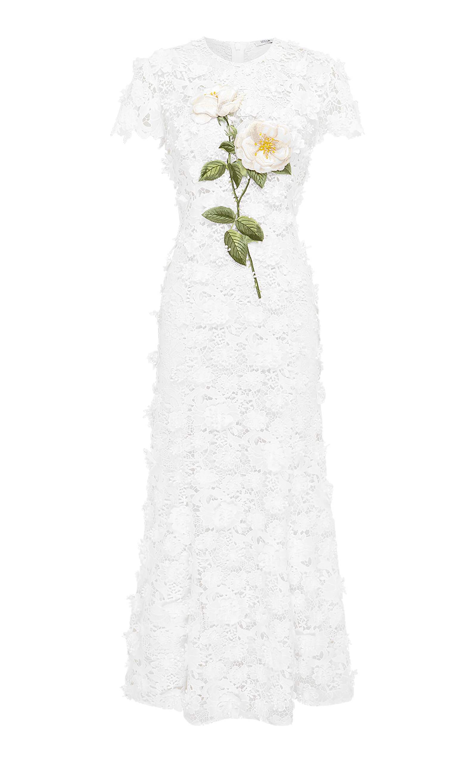 LEO LIN MONIQUE FLORAL-EMBROIDERED LACE MAXI DRESS 