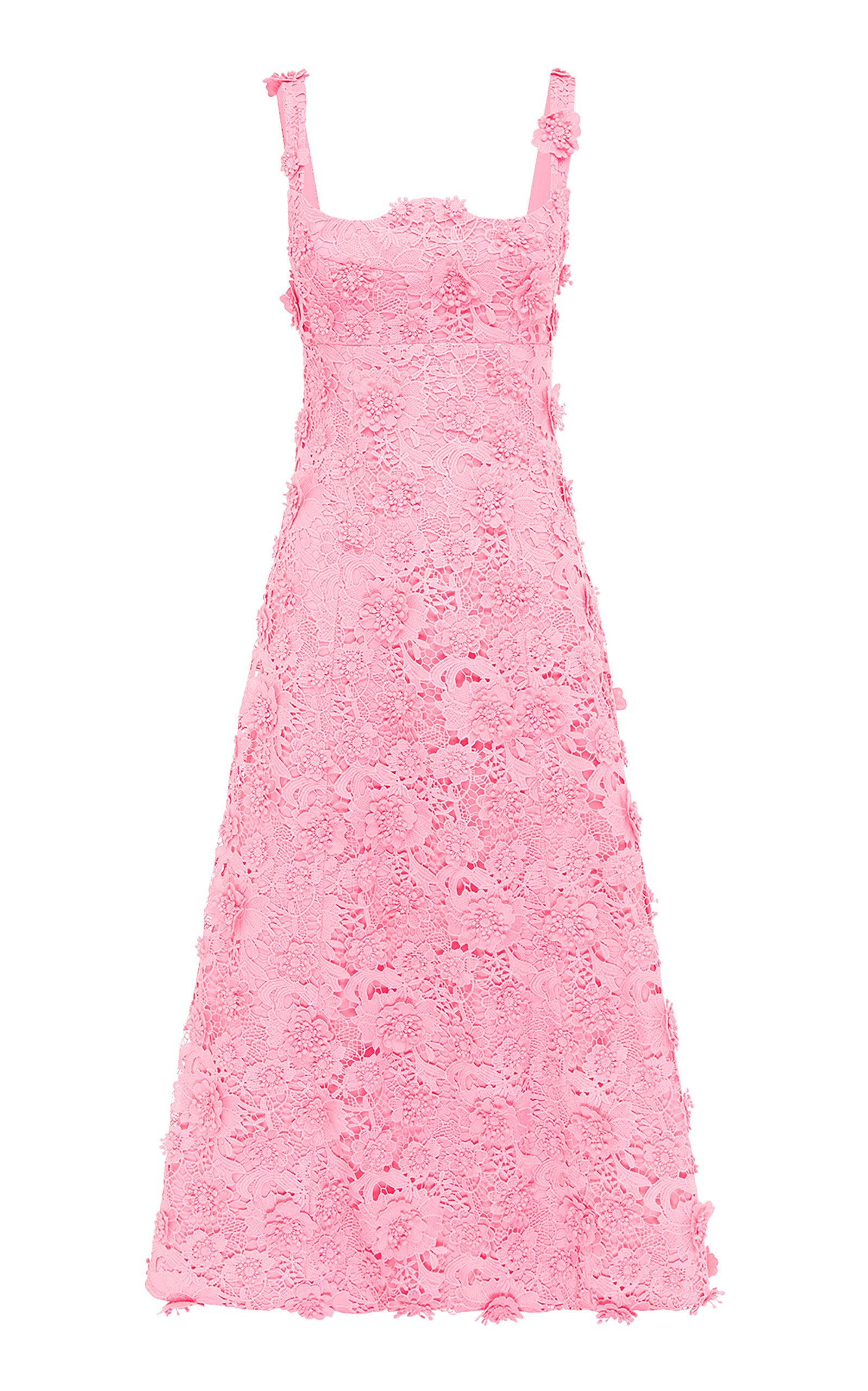 Leo Lin Odette Guipure Lace Midi Dress In Pink