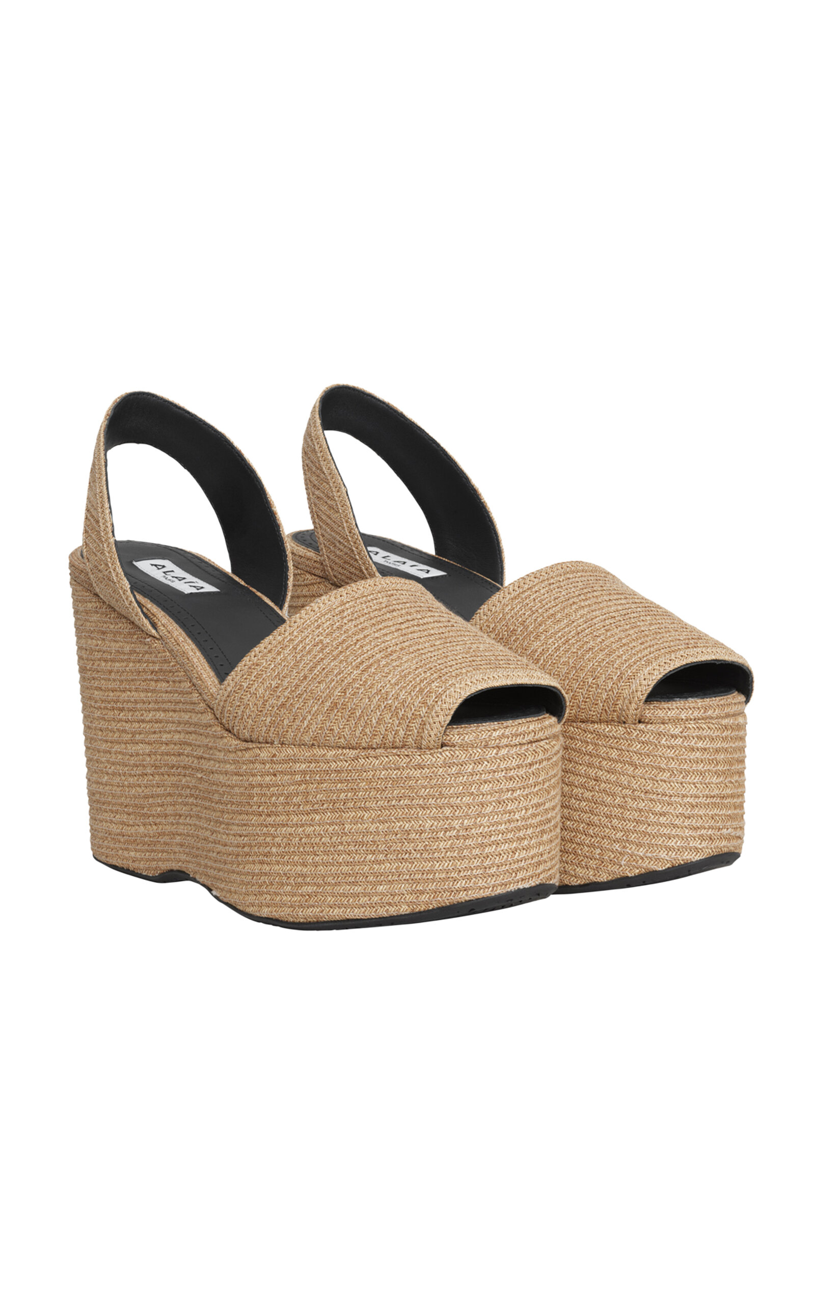 Alaïa Raffia Platform Wedge Sandals