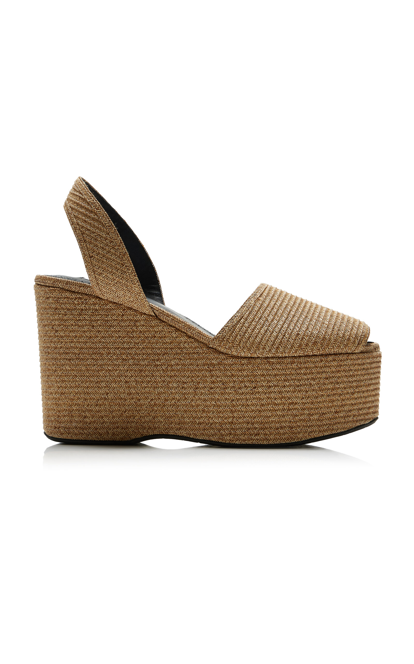 Alaïa Beige Wedge Paper Straw Heeled Sandals In Nude