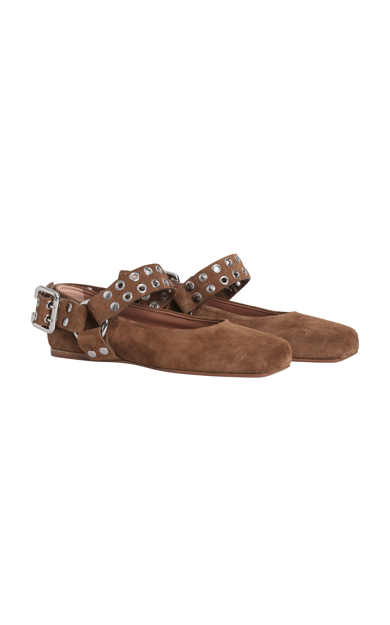 ALAÏA BIKER SUEDE BALLET FLATS 