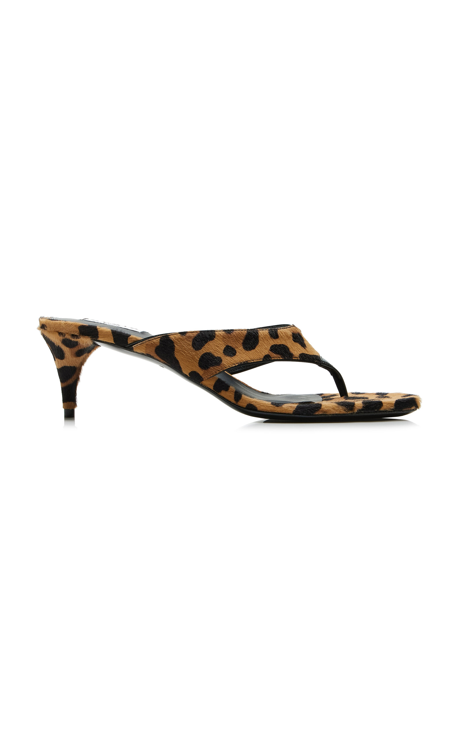 ALAÏA Infradito Leopard-Print Pony Hair Thong Sandals