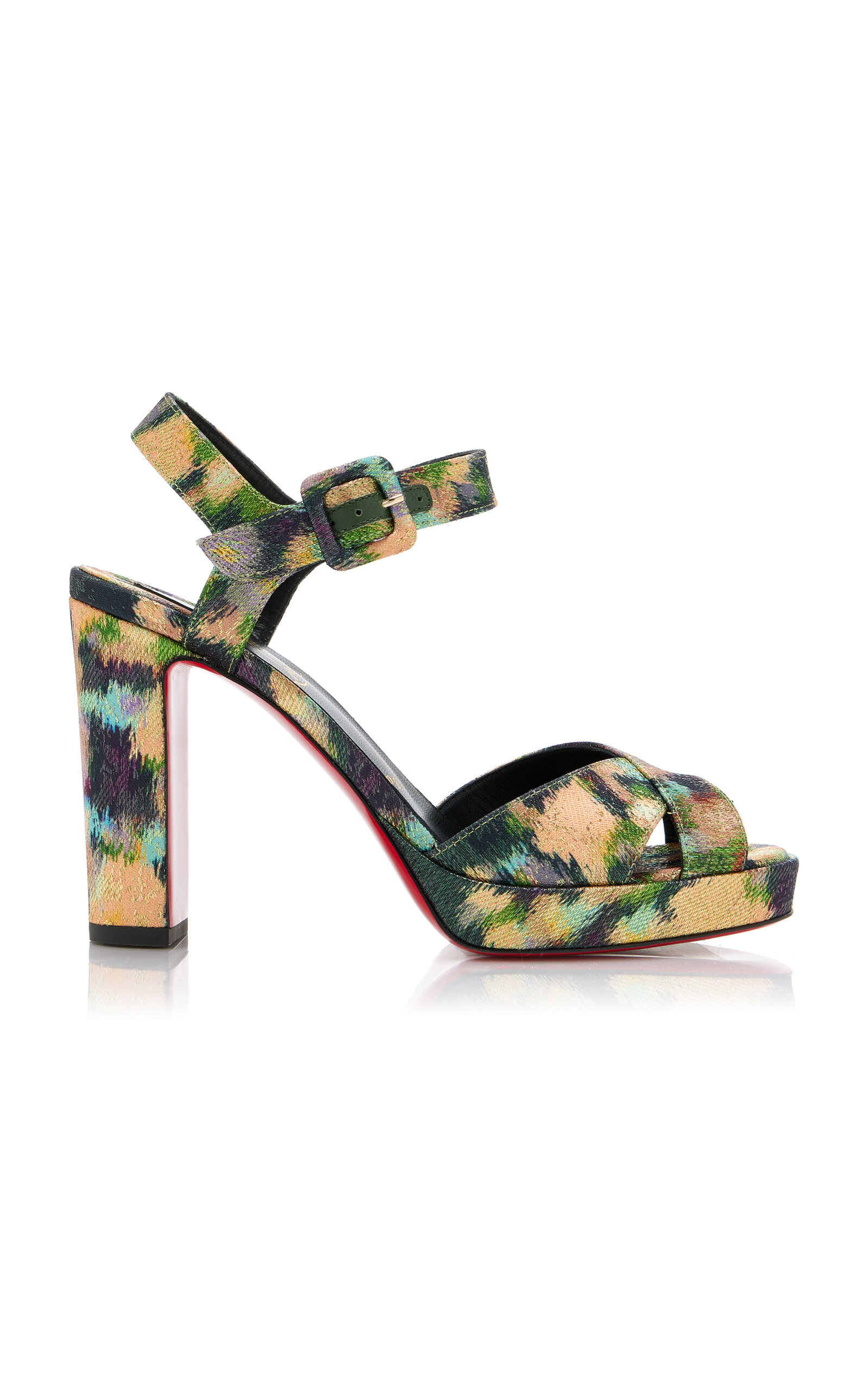 Christian Louboutin Cora 100 Lurex Jupiter Sandals In Green