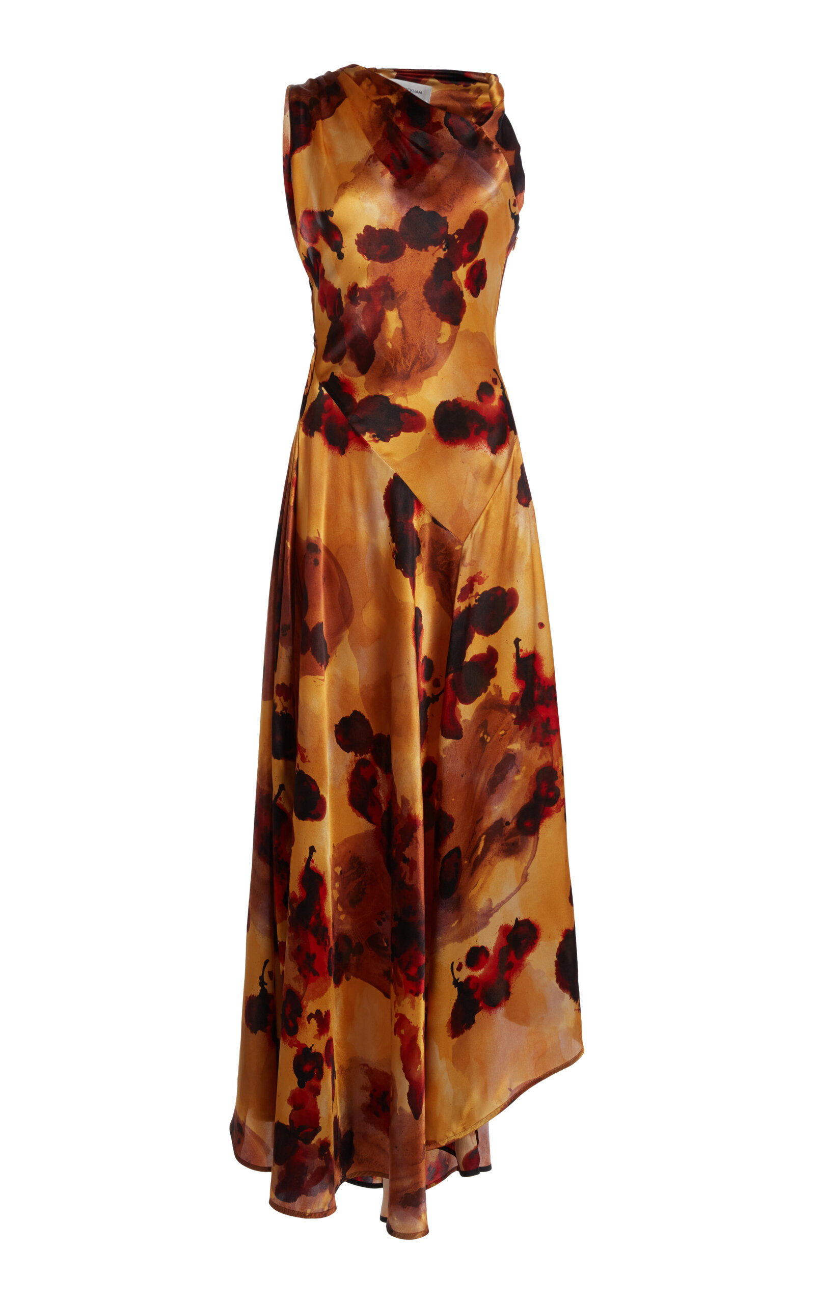 VICTORIA BECKHAM ASYMMETRIC SILK MIDI DRESS