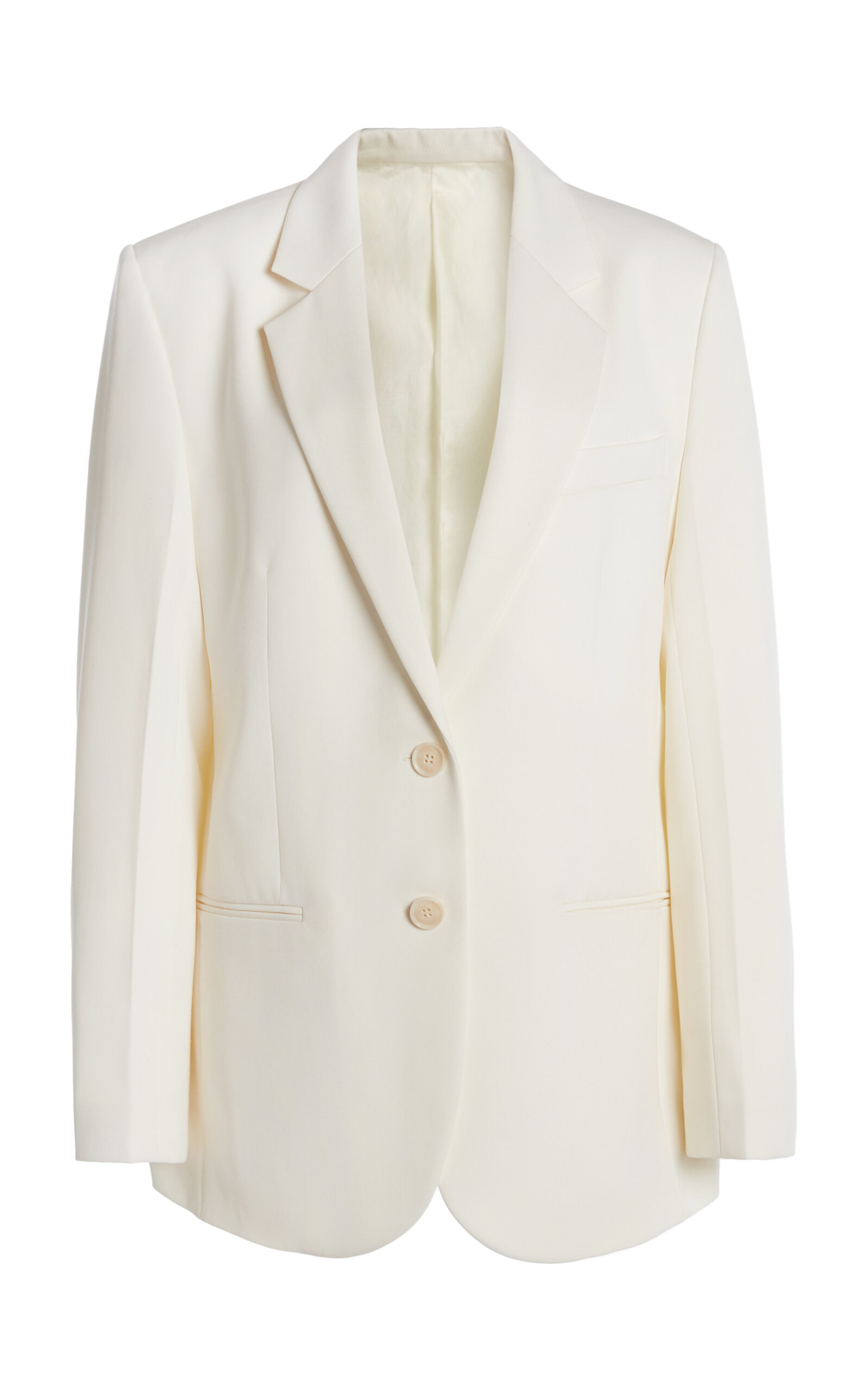 Victoria Beckham Classic Tailored Wool-blend Jacket In Ivory