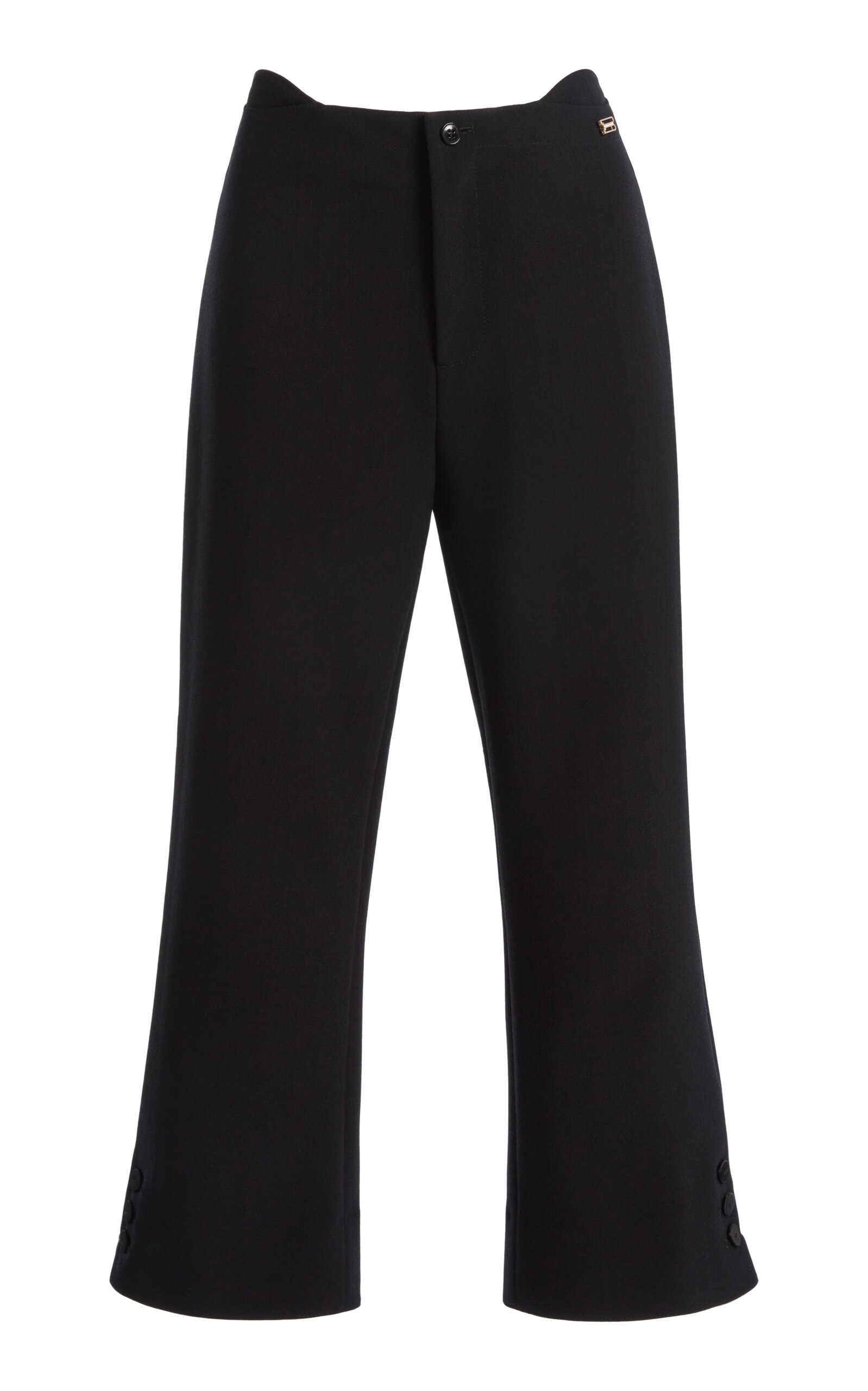 Victoria Beckham Tab Detailed Wool Blend Cropped Pants In Black