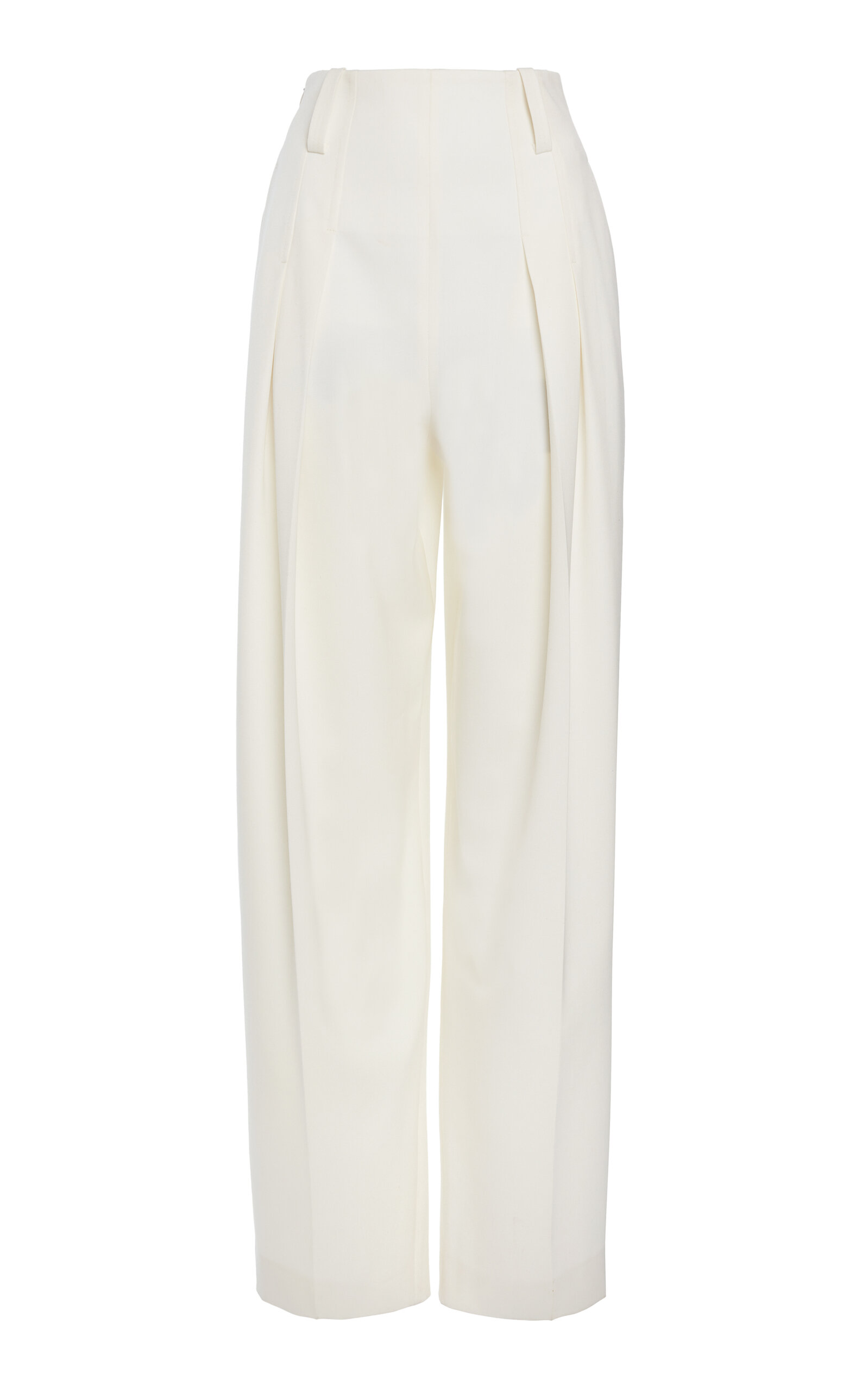 Victoria Beckham High Rise Wool Blend Tapered Pants In Ivory