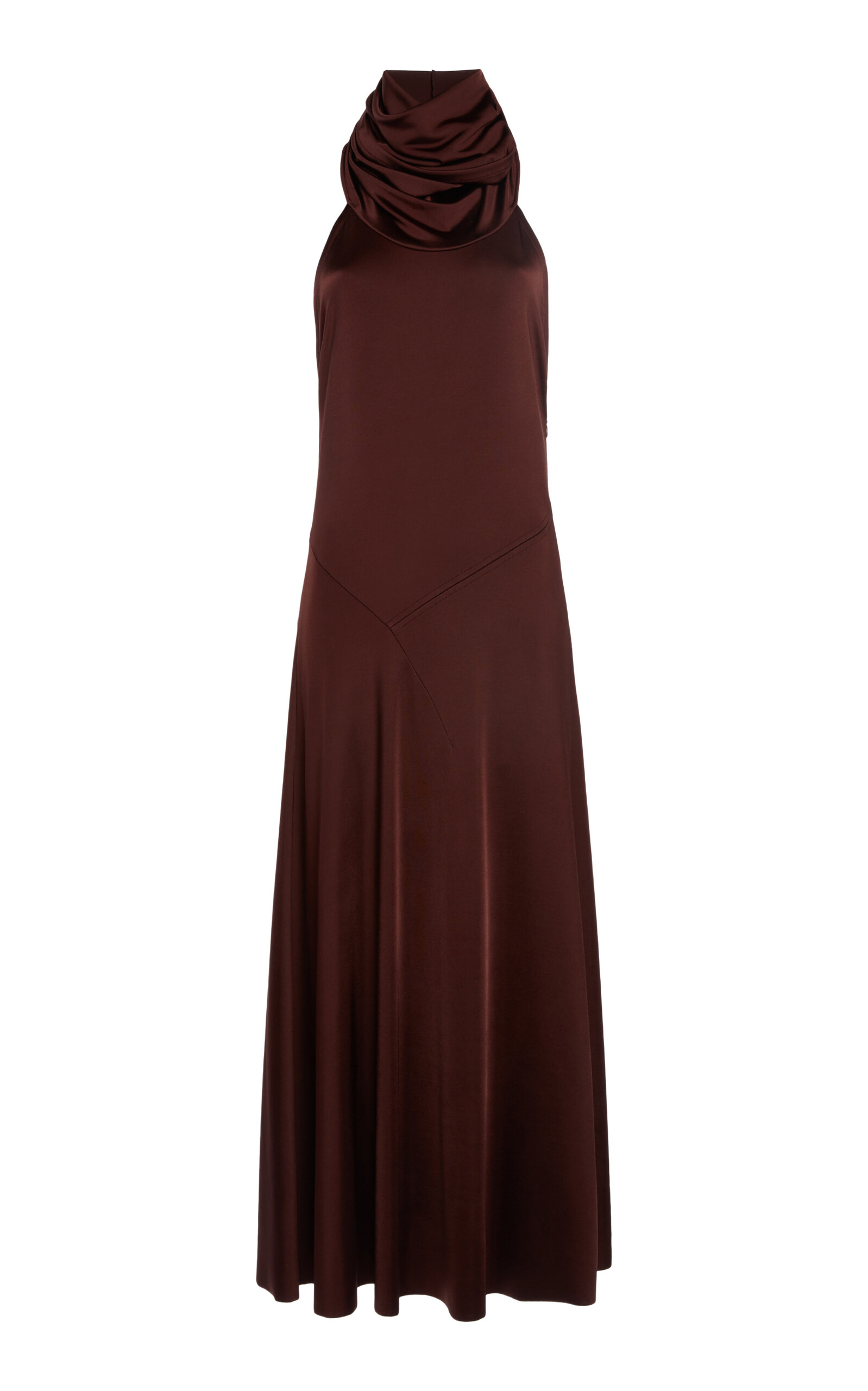 Shop Victoria Beckham Hooded Jersey Midi Dress In Brown