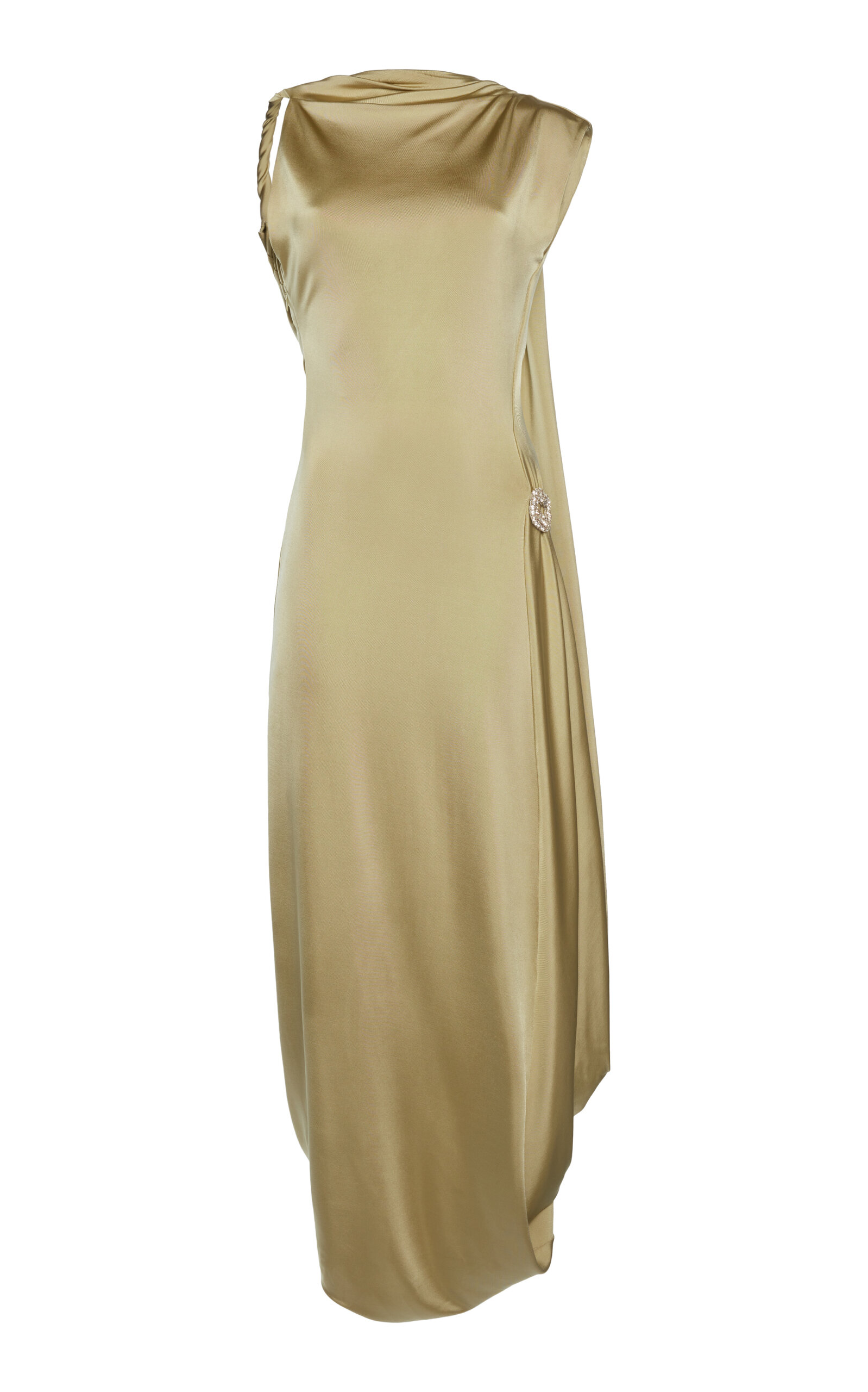 Victoria Beckham Draped Stretch-Satin Midi Dress - Green - Women's Clothing