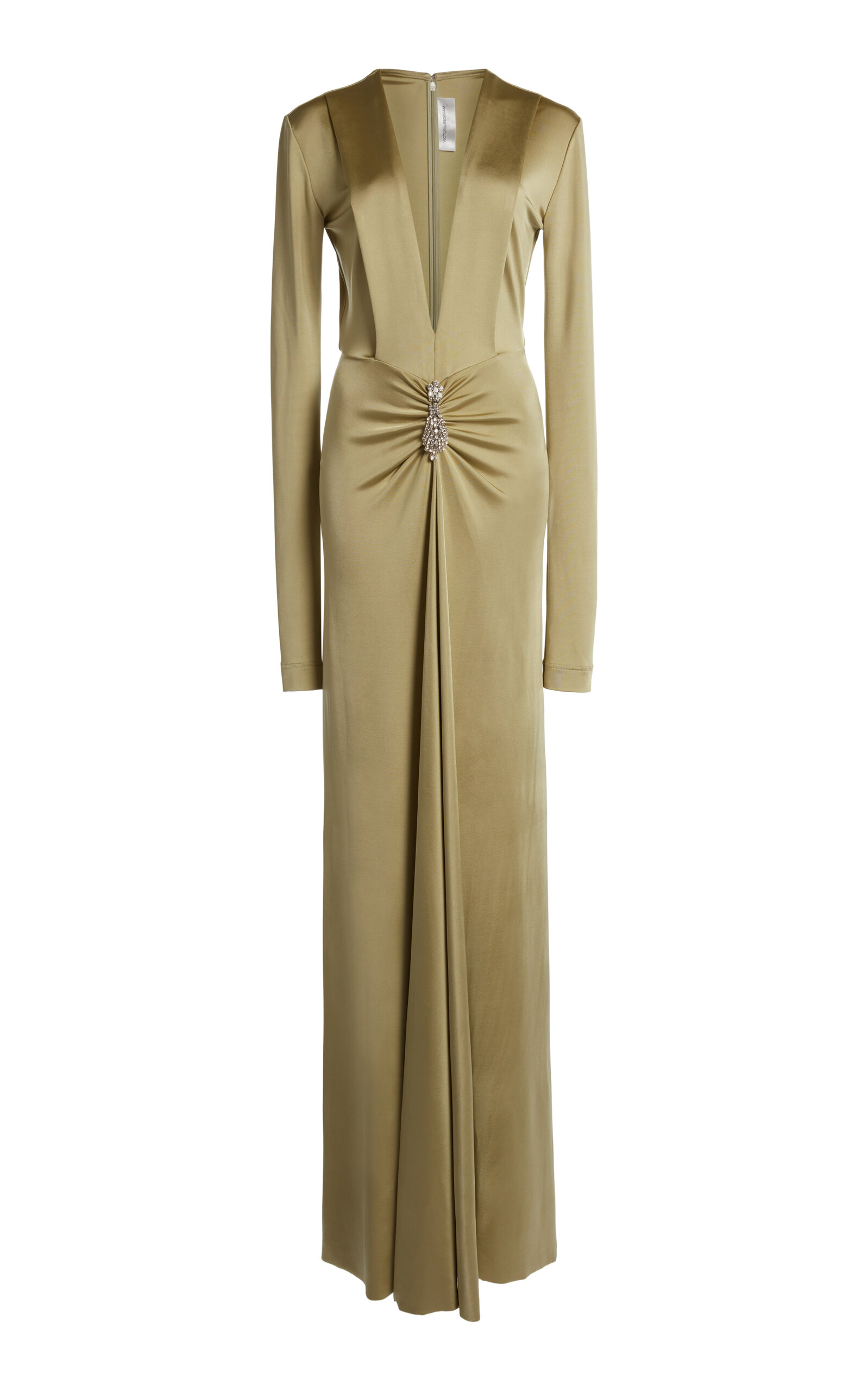VICTORIA BECKHAM GATHERED STRETCH SATIN GOWN