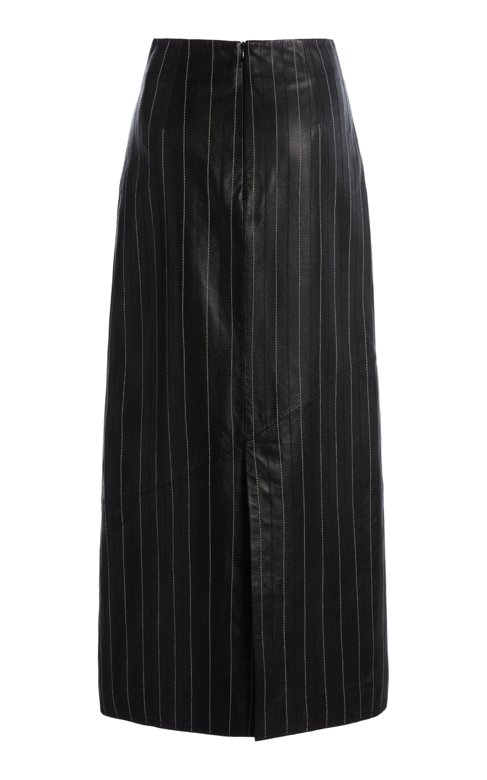 Victoria Beckham Contrast-Stitch Leather Midi Skirt