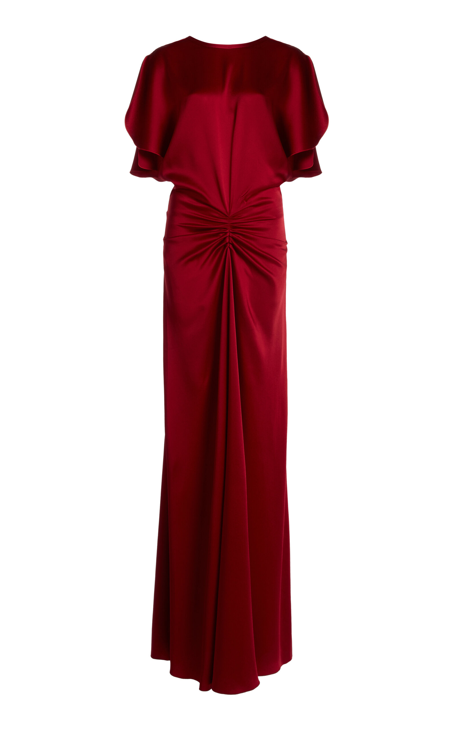 Victoria Beckham Gathered Satin Maxi Dress - Red