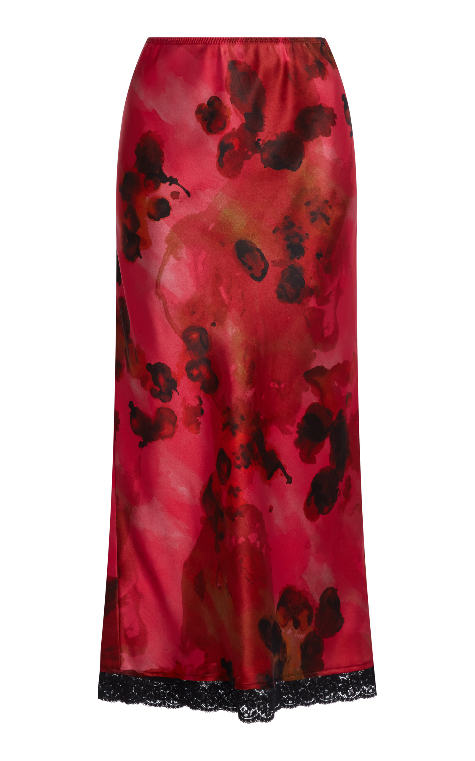 VICTORIA BECKHAM PRINTED SATIN MIDI SKIRT