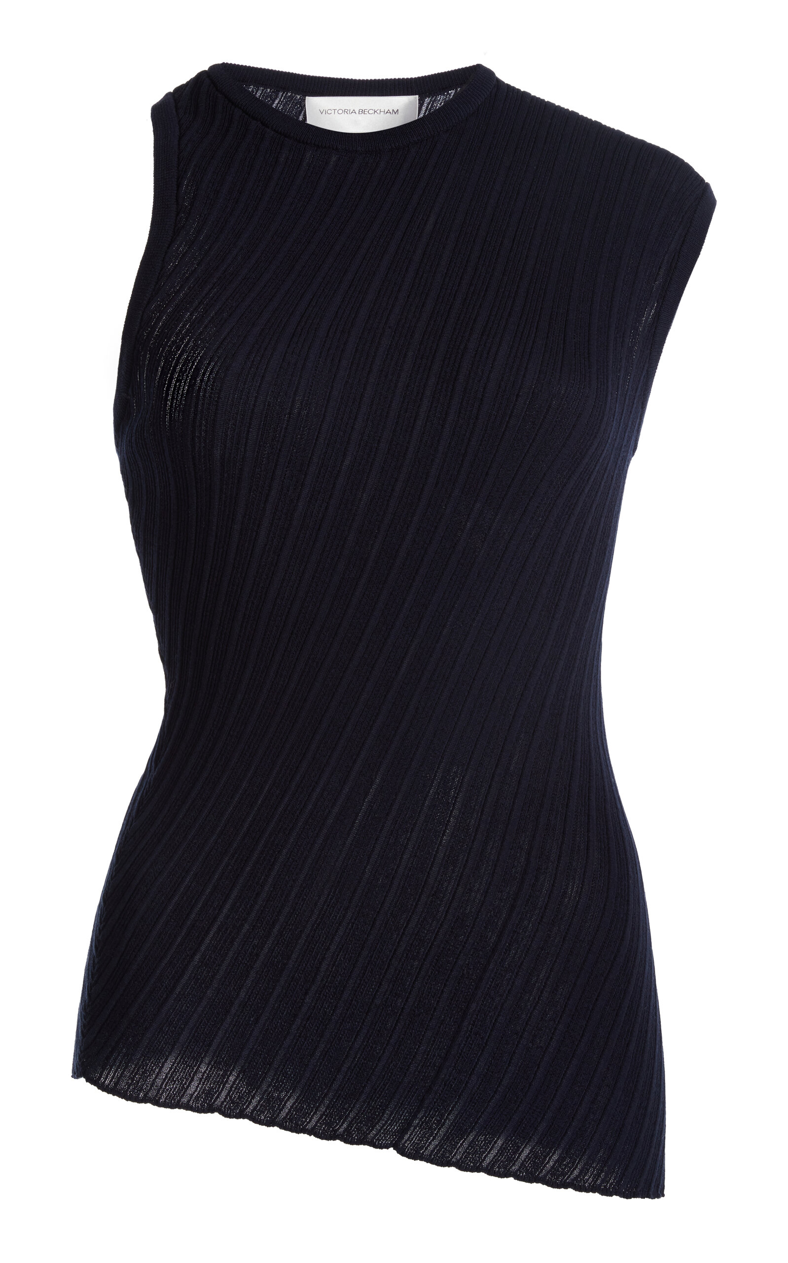 VICTORIA BECKHAM ASYMMETRIC KNIT COTTON NYLON TOP