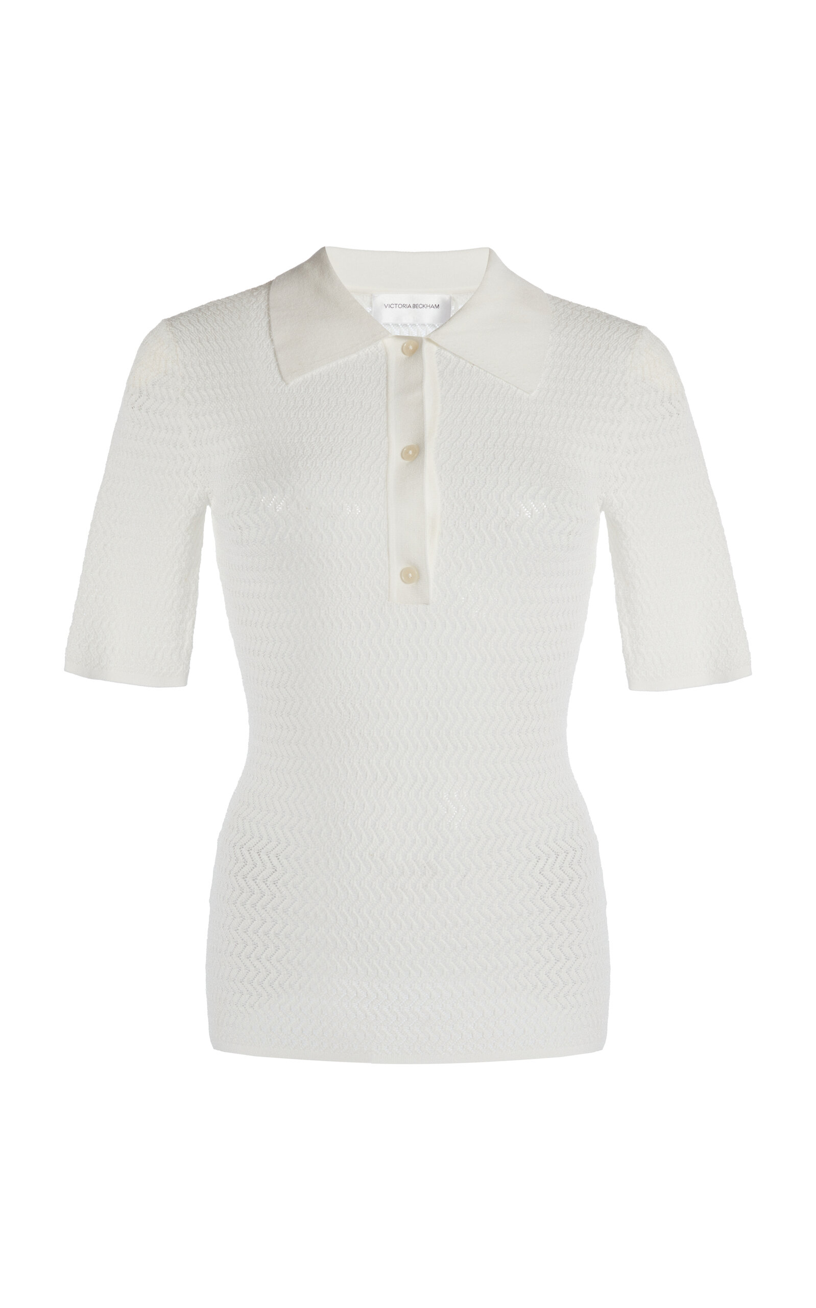 Victoria Beckham Knit Polo Top In Ivory