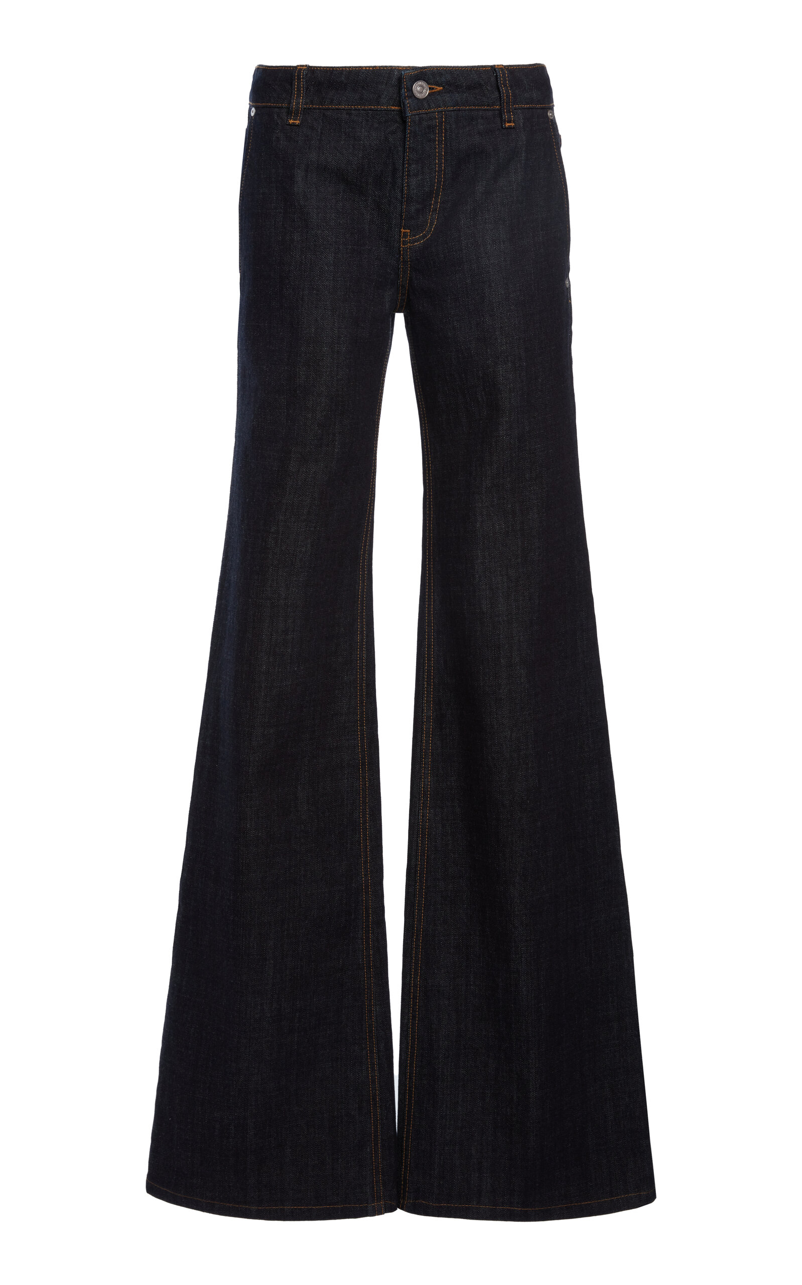 Rigid Low Rise Flared Leg Jeans