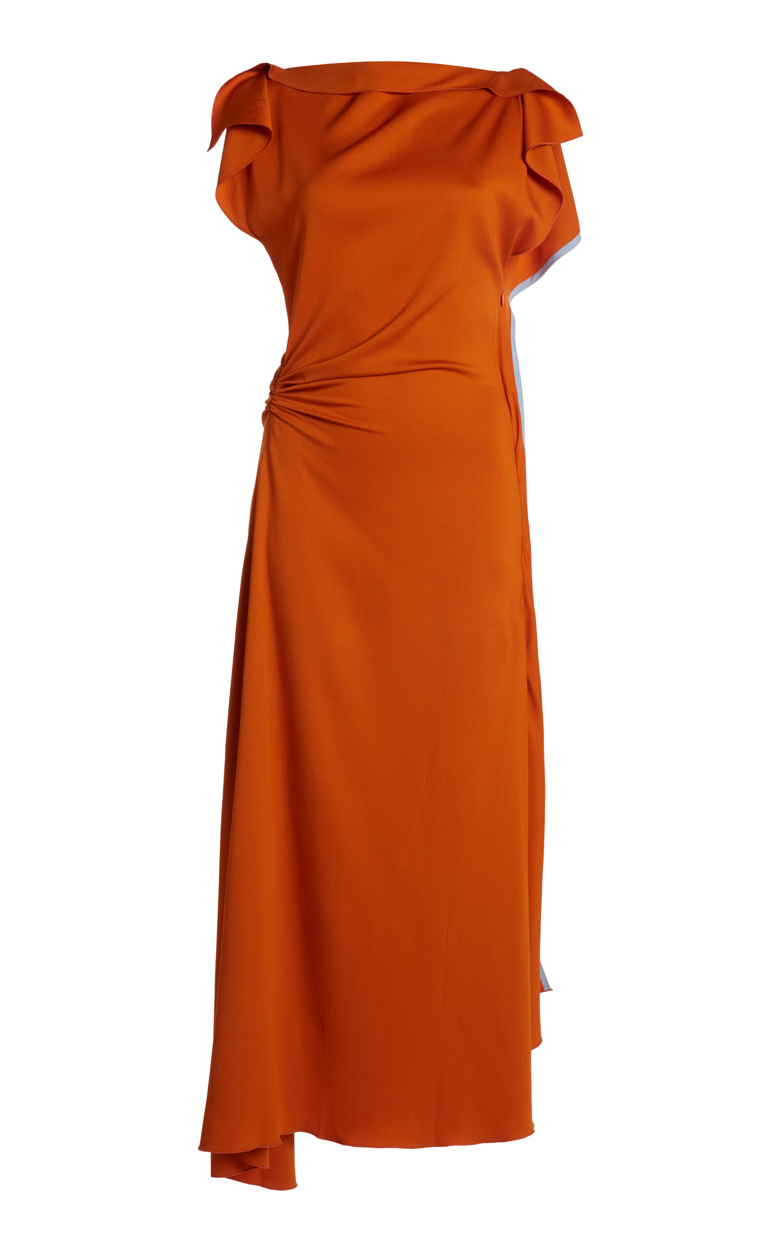 Victoria Beckham Draped Stretch Satin Midi Dress
