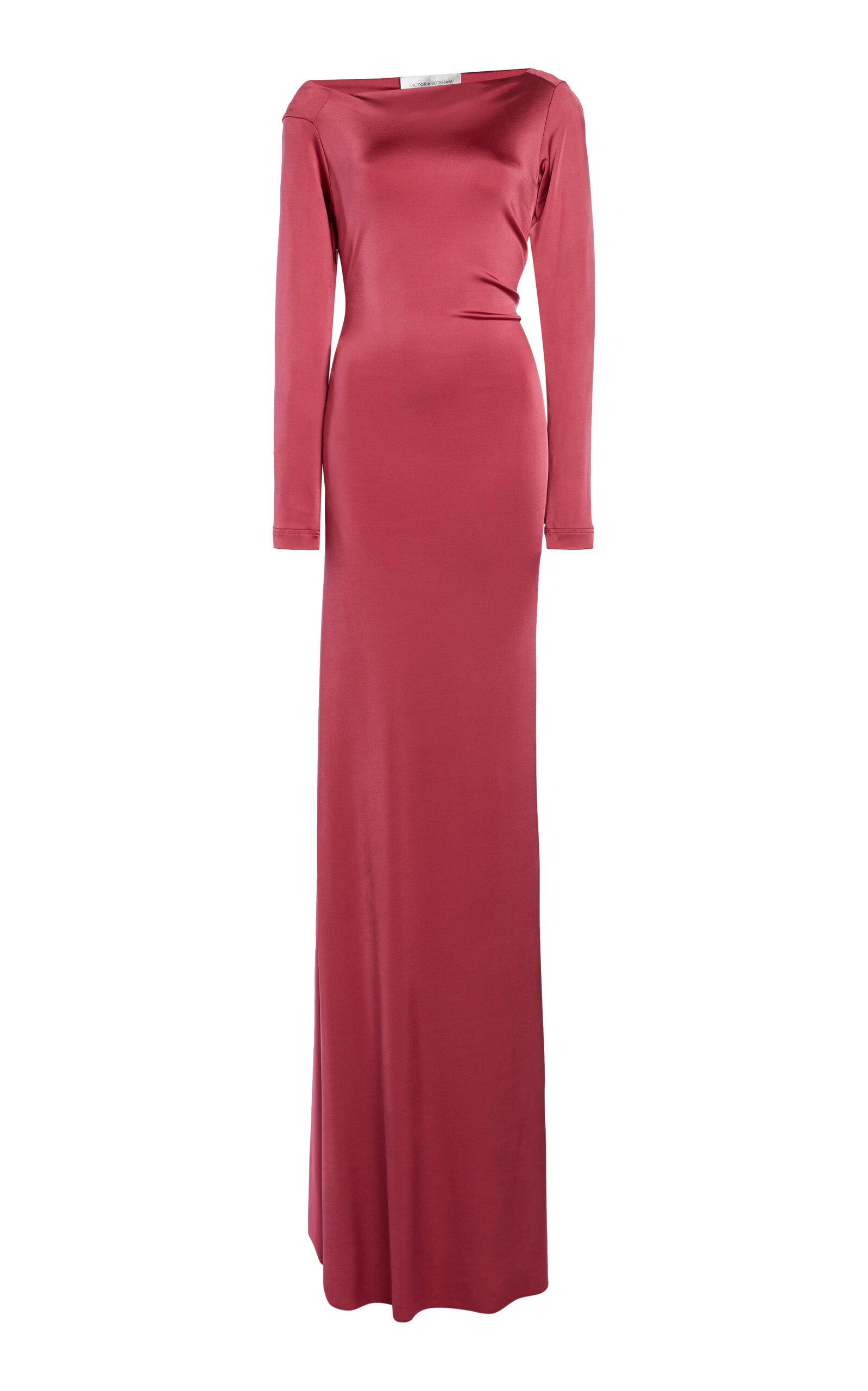 Victoria Beckham Off The Shoulder Jersey Maxi Dress In Pink