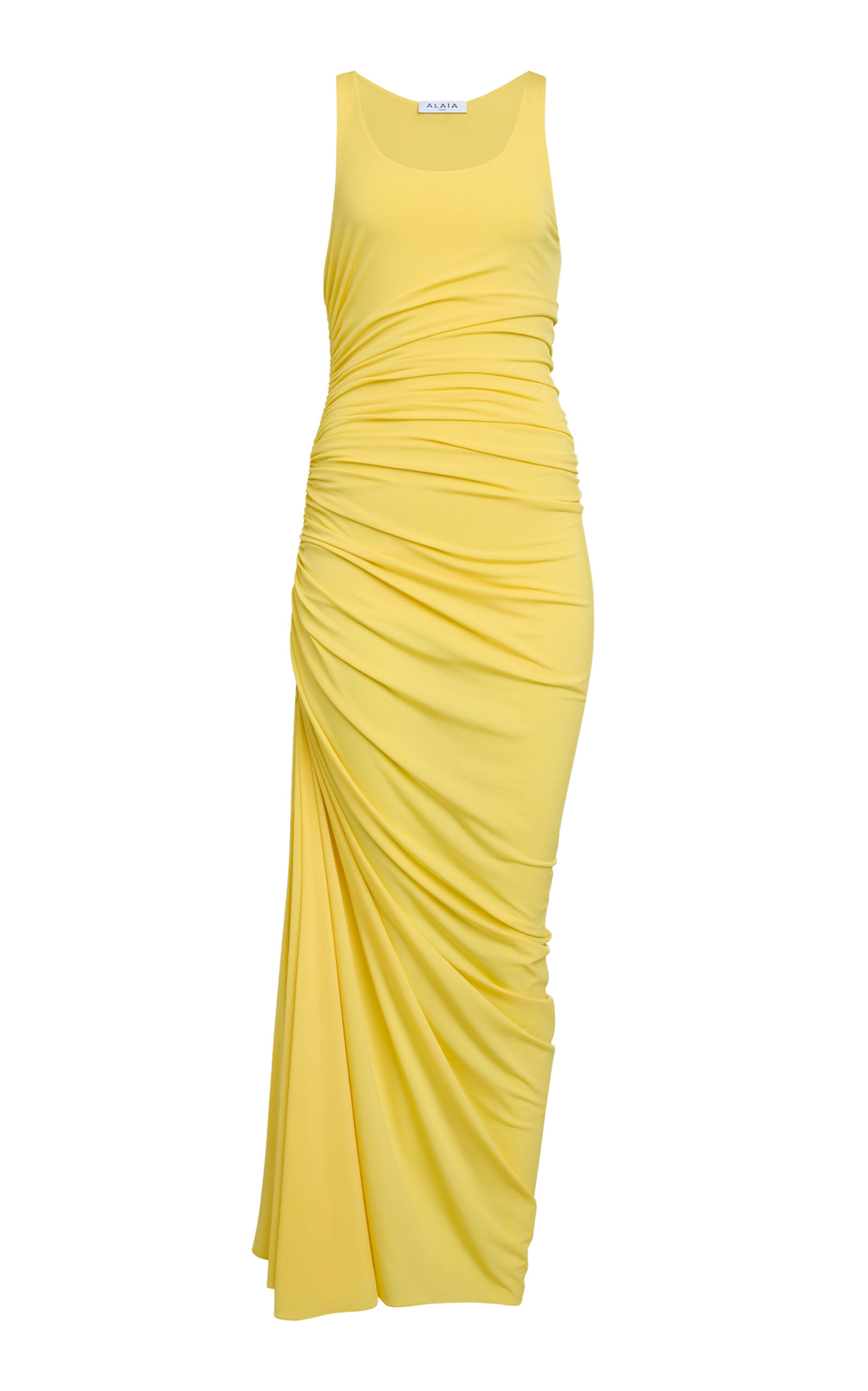 ALAÏA Gathered Jersey Maxi Dress - Yellow