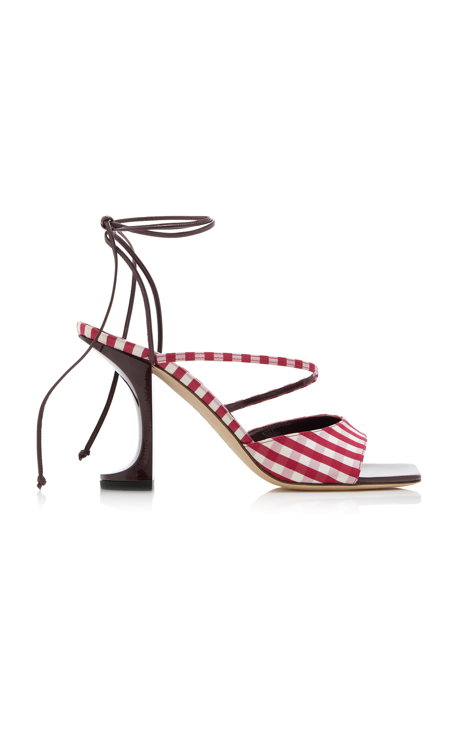 Exclusive Riviera Arno Gingham Silk-Taffeta Lace-Up Sandals