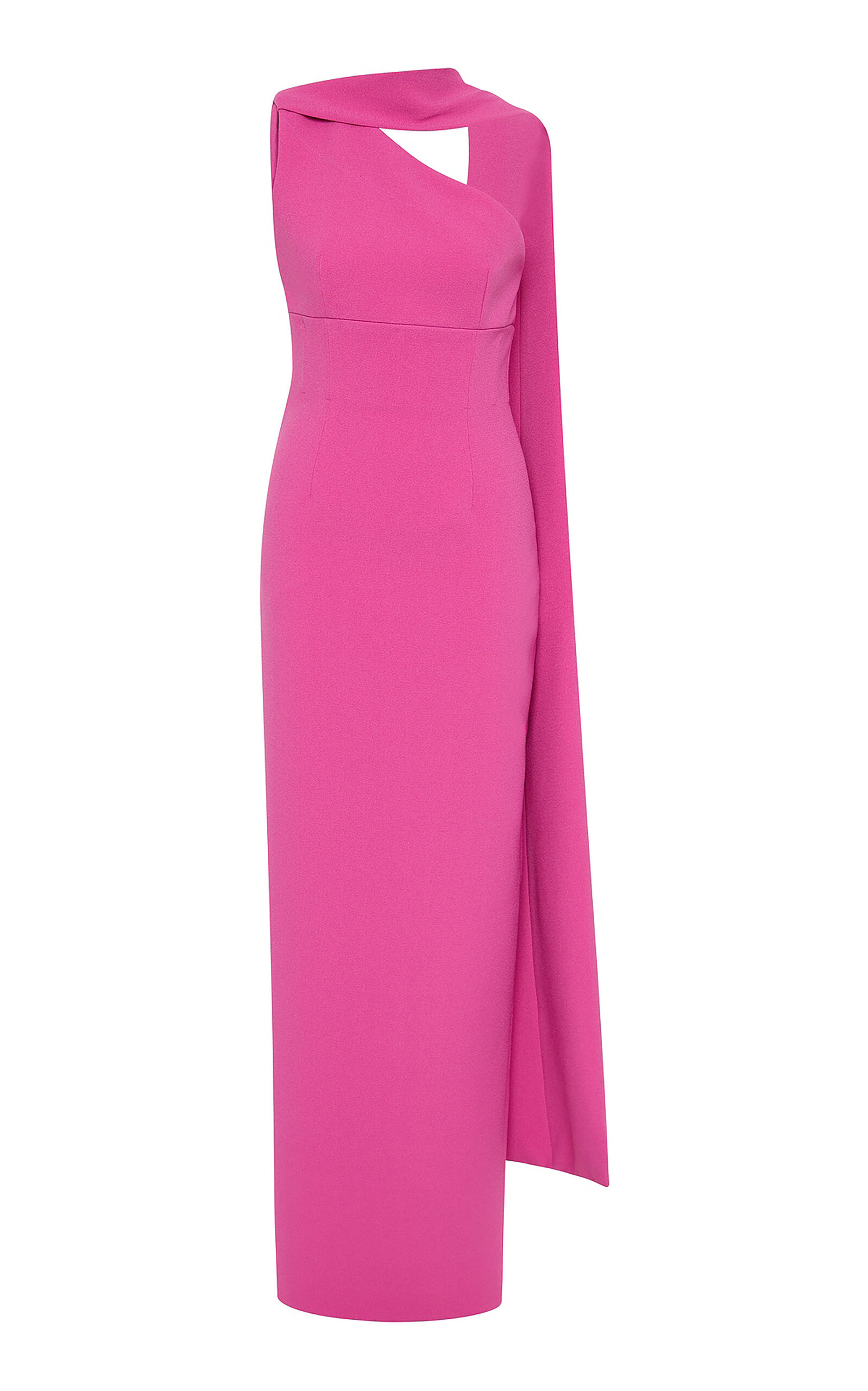 Rachel Gilbert Clara Asymmetrical Cape-detail Dress In Pink