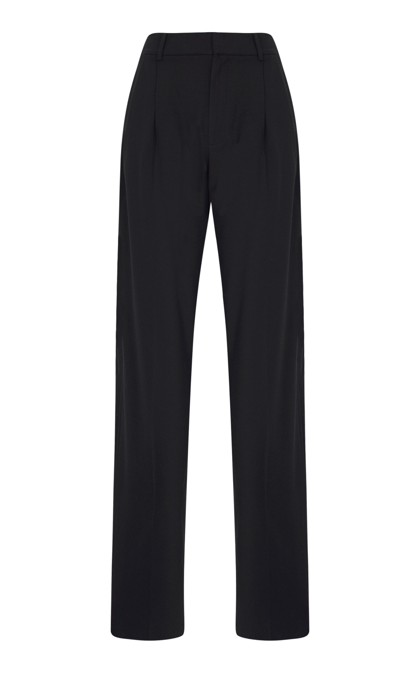 Zeynep Arcay Pleated Wool Straight-leg Pants In Black