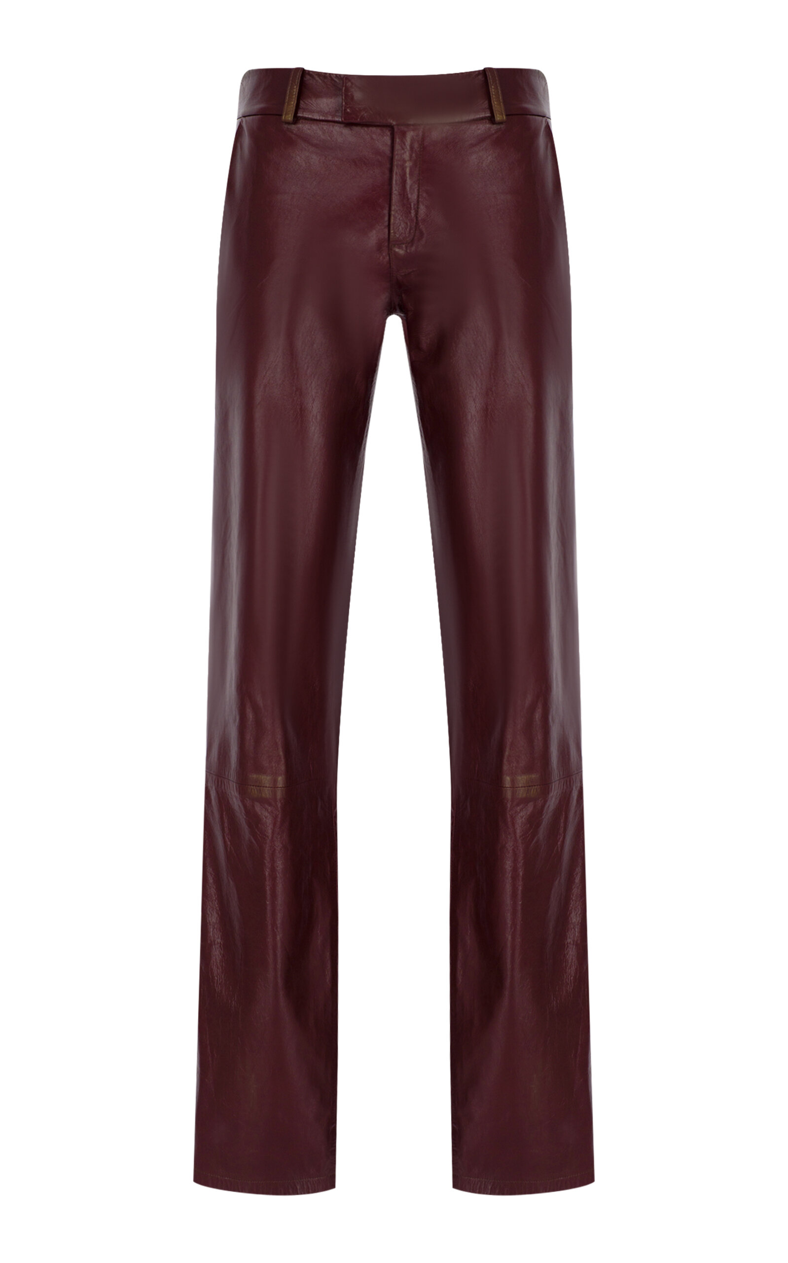 Zeynep Arcay Low-rise Leather Pants In Burgundy