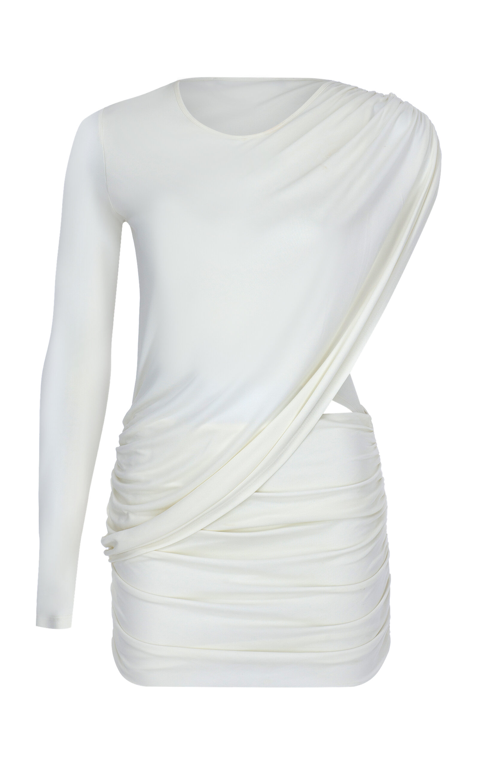 Zeynep Arcay One-shoulder Jersey Mini Dress In White