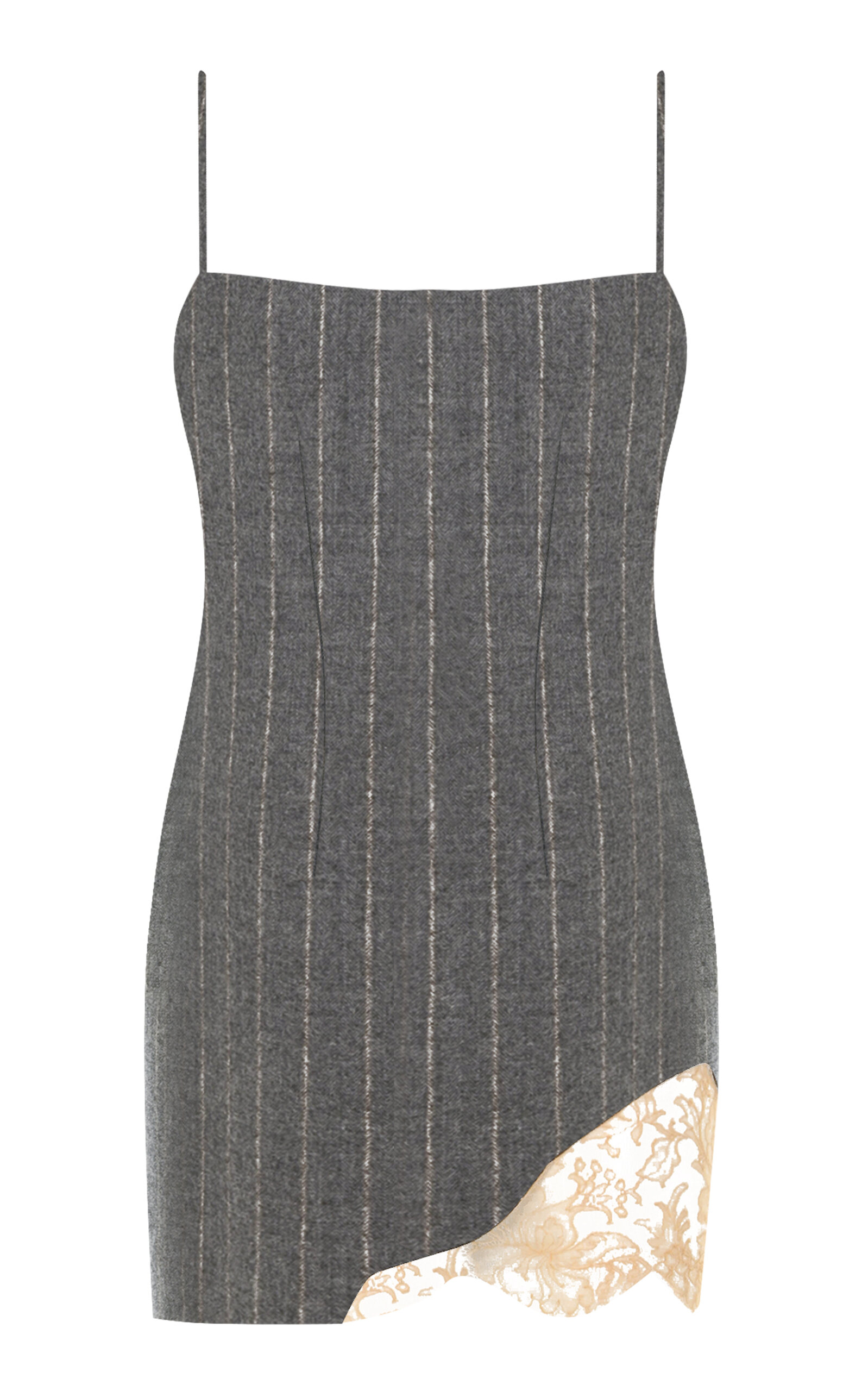 Zeynep Arçay Lace-Trimmed Wool Mini Dress - Grey - Women's Clothing