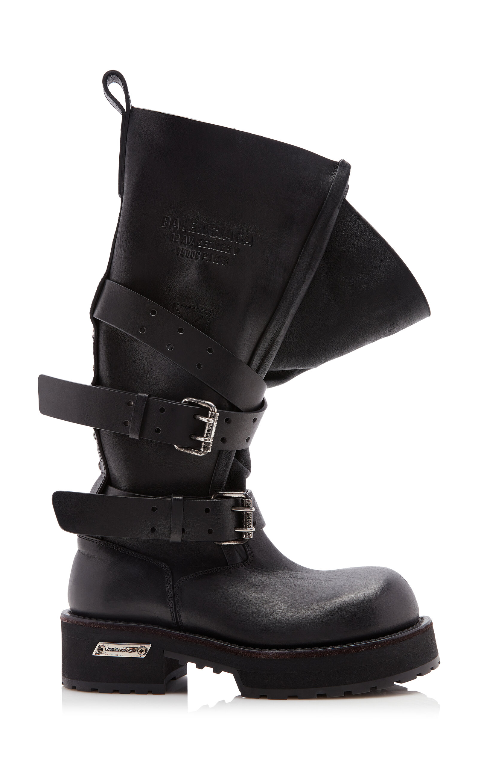 Balenciaga Venom Leather Platform Knee Boots In Black