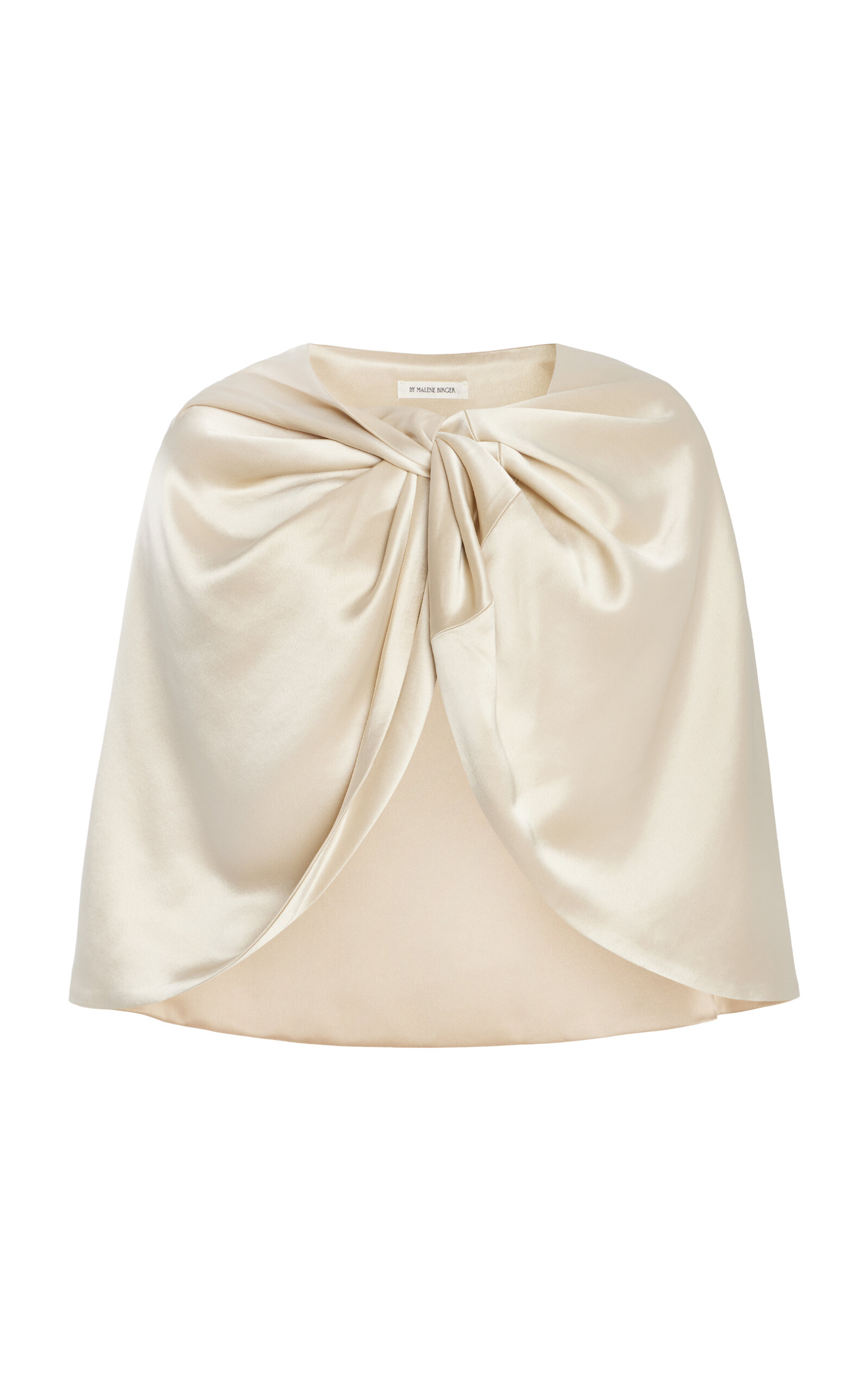By Malene Birger Pinlos Twisted Satin Cape In Off-white