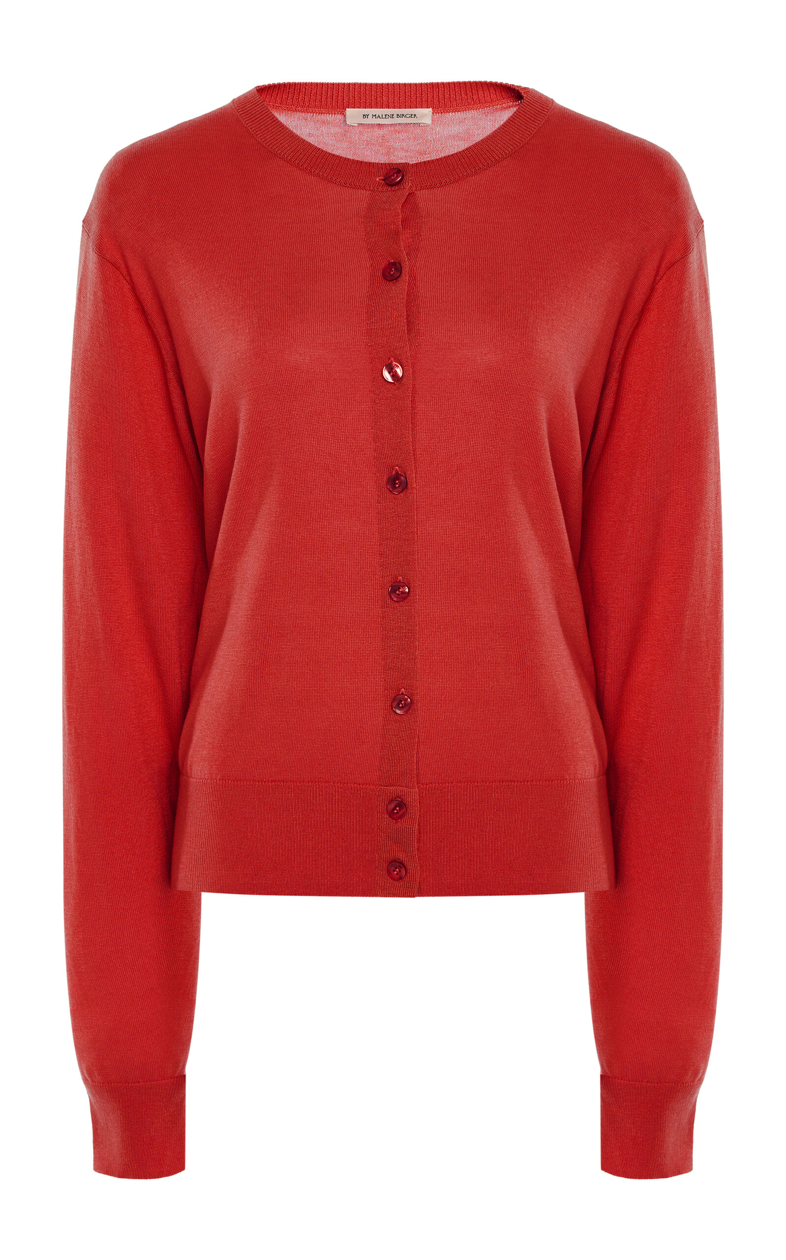 Shop By Malene Birger Montie Knit Tencel-wool Cardigan In Red