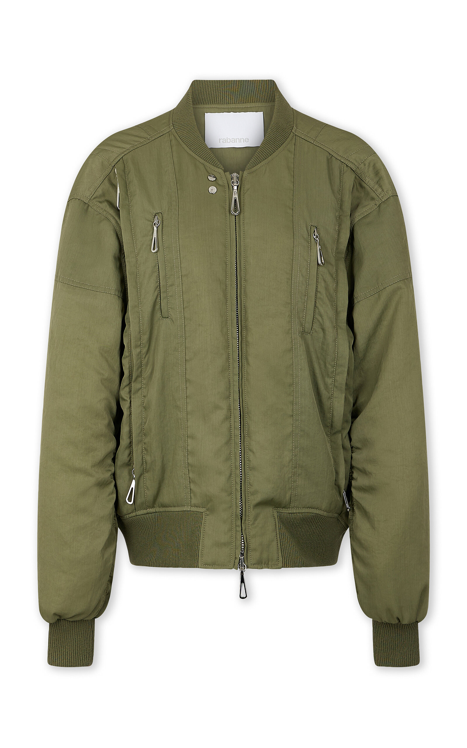 Rabanne Nylon Bomber Jacket In Green
