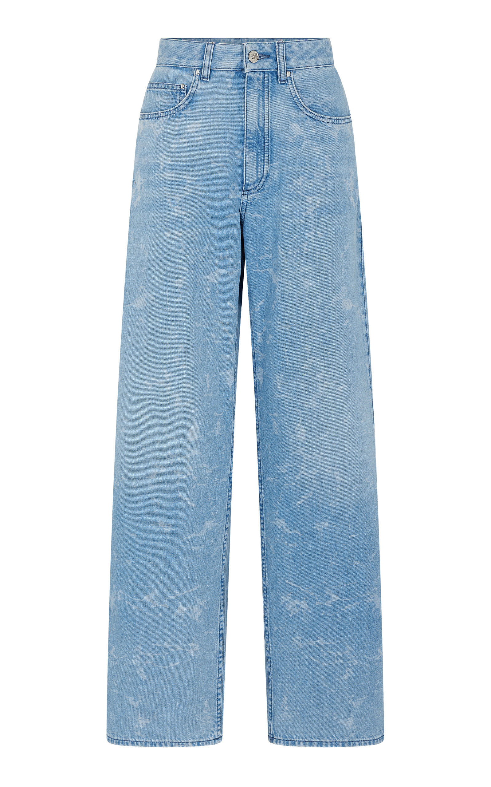 Shop Rabanne Rigid Low-rise Wide-leg Jeans In Medium Wash