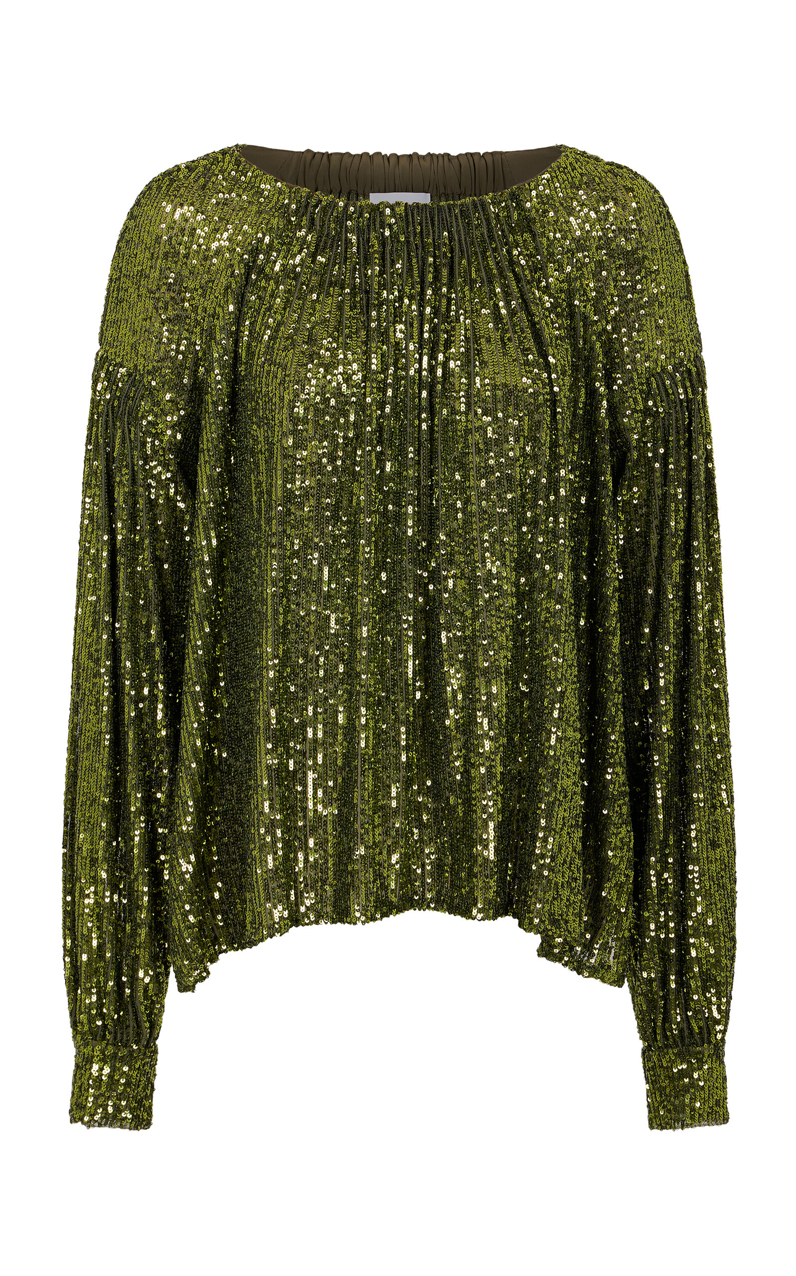 Rabanne Volume-sequined Blouse With Airy Silhouette In Green